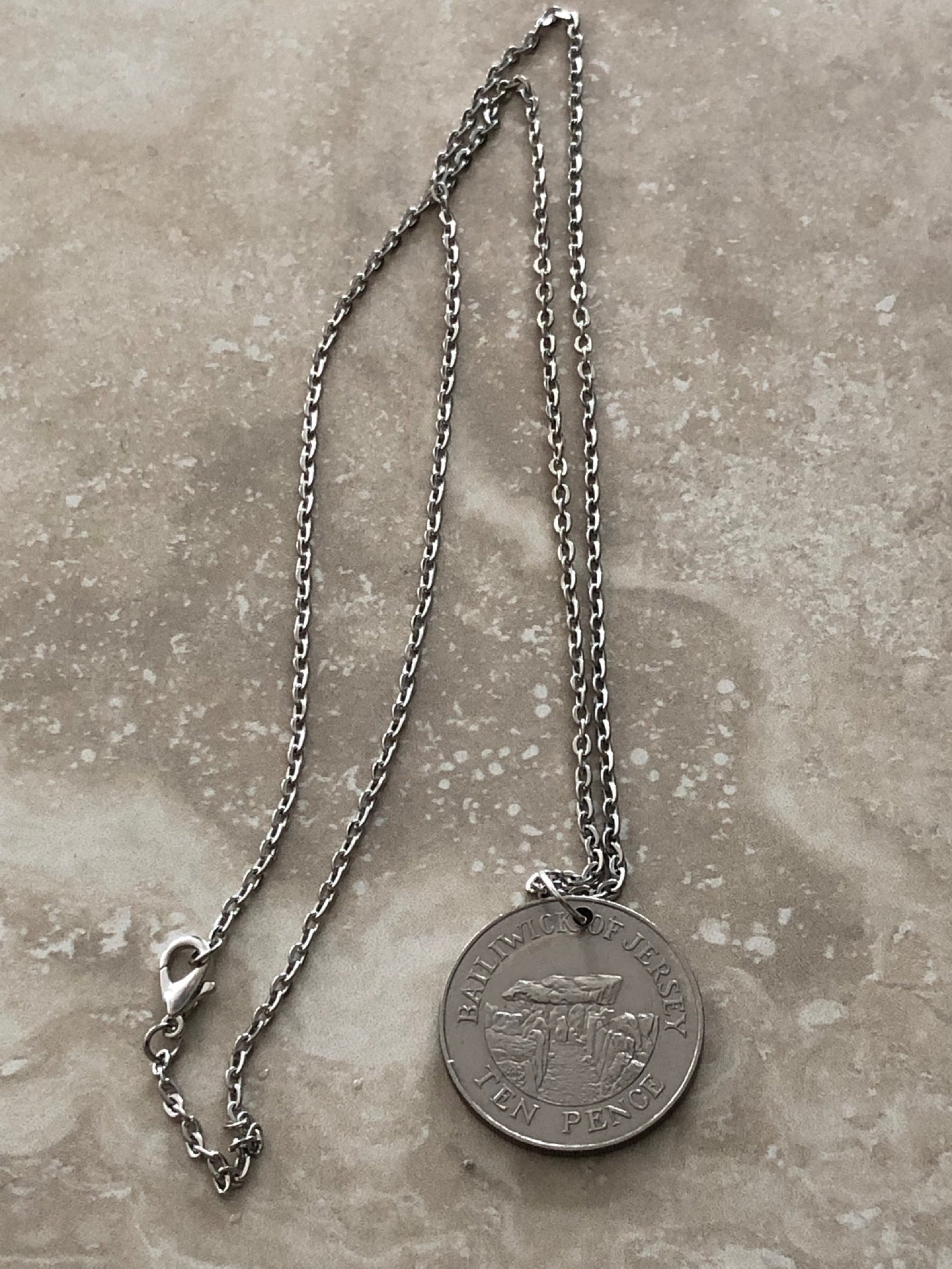 Bailiwick of Jersey Coin 10 Pence Necklace Pendant Custom Made Vintage and Rare coins - Coin Enthusiast - Fashion Accessory