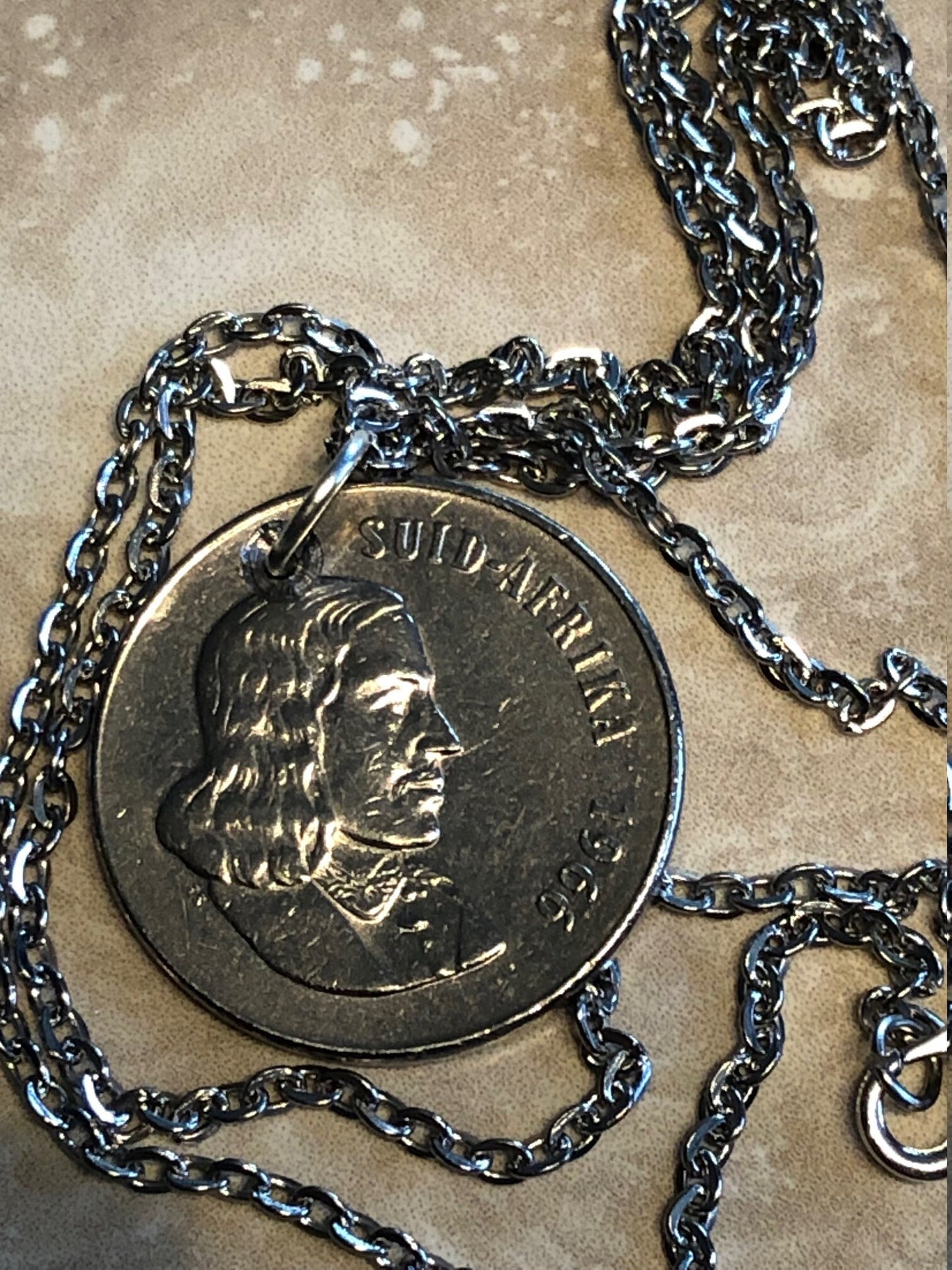 South Africa Coin Necklace 50 Cents African Pendant Personal Old Vintage Handmade Jewelry Gift Friend Charm For Him Her World Coin Collector