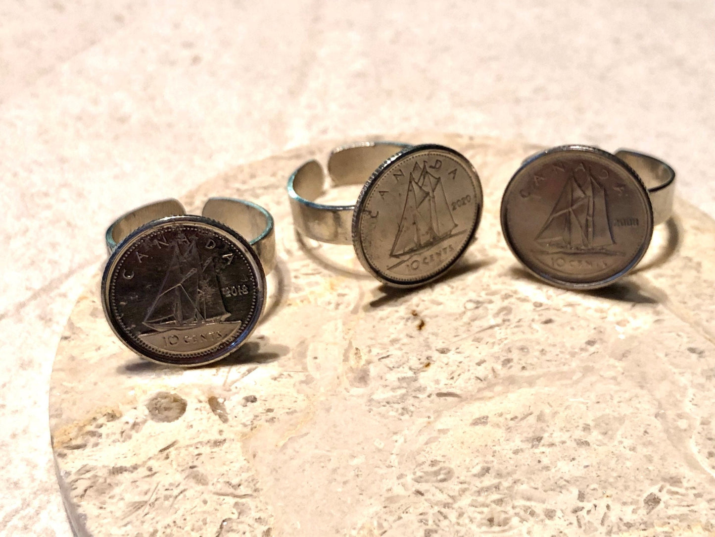 Canada Coin Ring Canadian 10 Cents Dime Adjustable Vintage Custom Made Rare Coins Coin Enthusiast Fashion Accessory Handmade