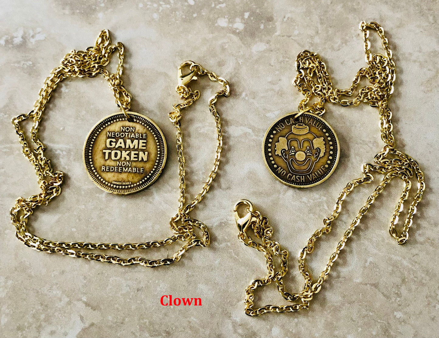 Gamer Tokens Coin Necklace Pendant Good Luck Vintage On Line Video Arcade Custom Made Charm Jewelry World Coin Collector