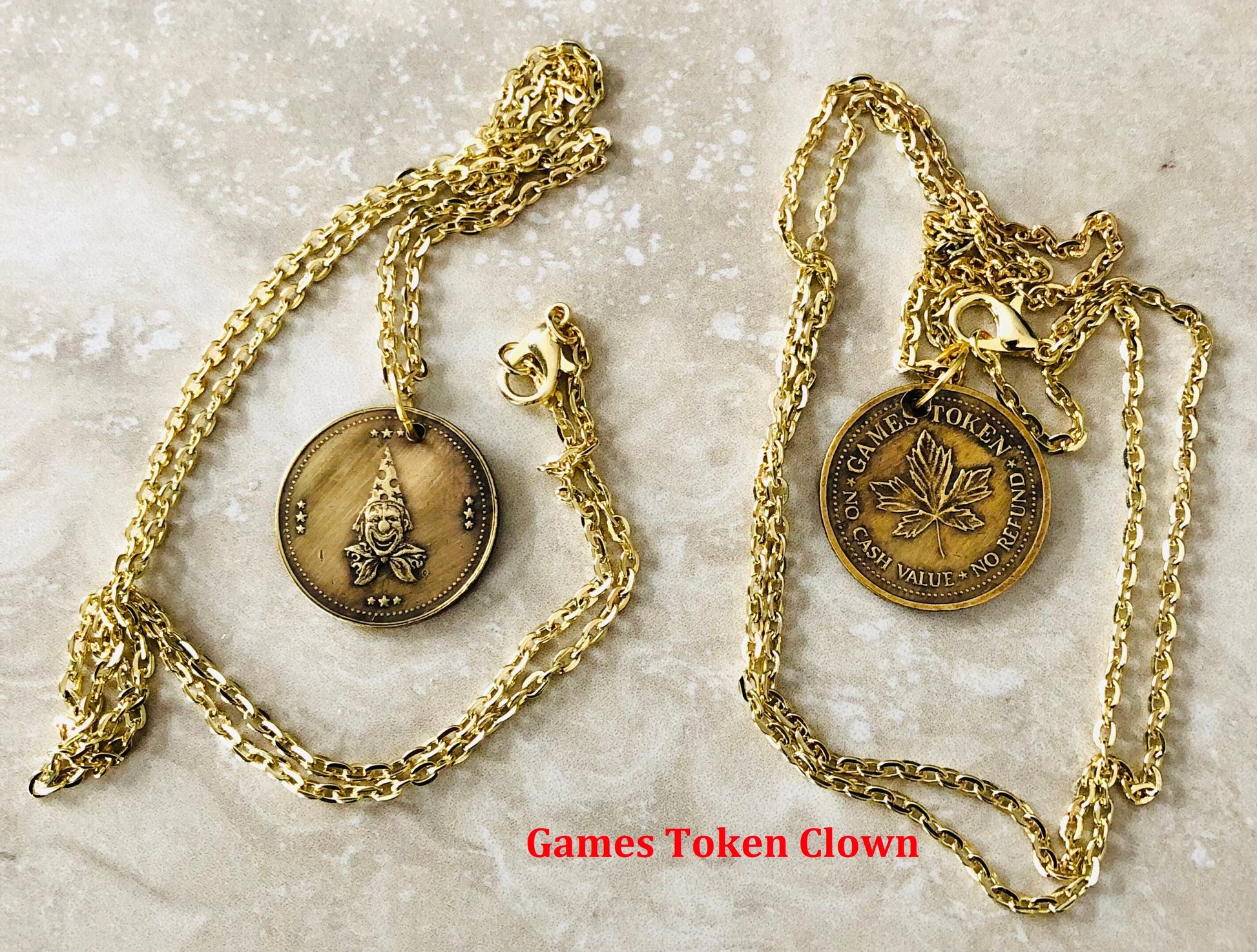 Gamer Tokens Coin Necklace Pendant Good Luck Vintage On Line Video Arcade Custom Made Charm Jewelry World Coin Collector