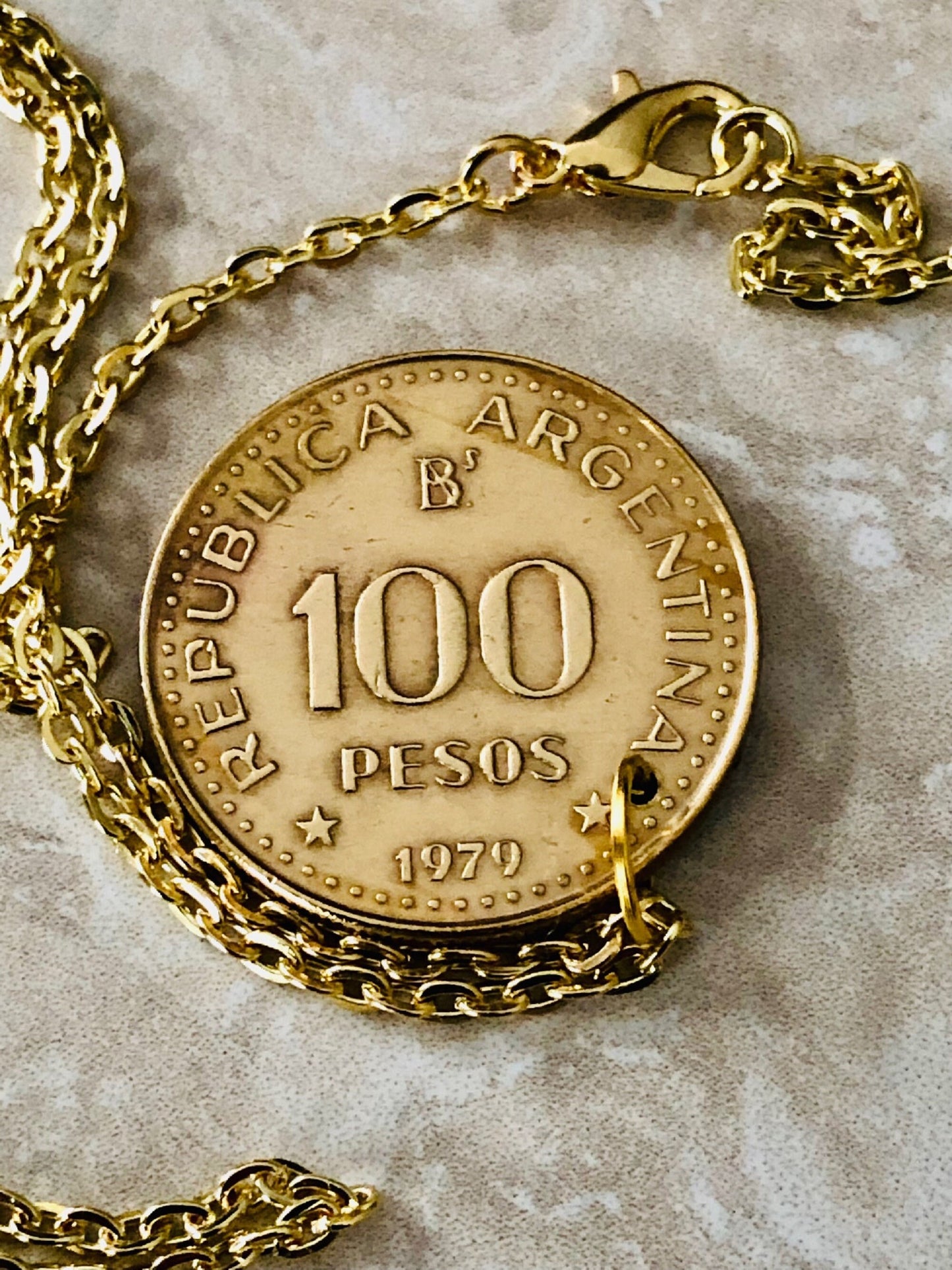 Argentina Coin Necklace Argentinian 100 Pesos Del Rio Vintage Adjustable Custom Made Rare Coins Coin Enthusiast Fashion Handmade