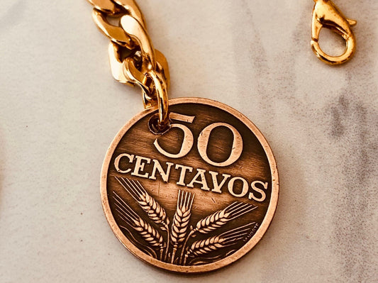 Portugal Coin Bracelet, Portuguese, 50 Centavos, Coin Enthusiast, Rare Find, Custom Made, Fashion Accessory, Handmade