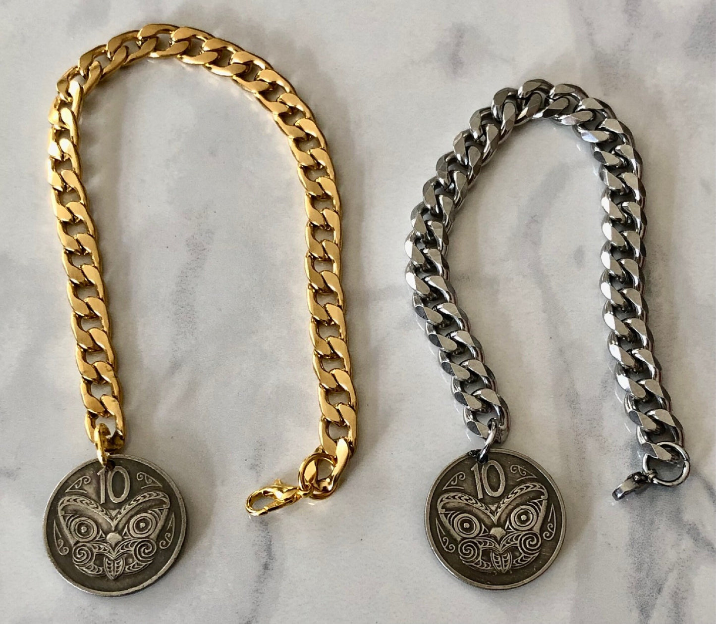 New Zealand Coin Bracelet, 10 Cents Mask, Coin Enthusiast, Rare Find, Custom Made, Fashion Accessory, Handmade