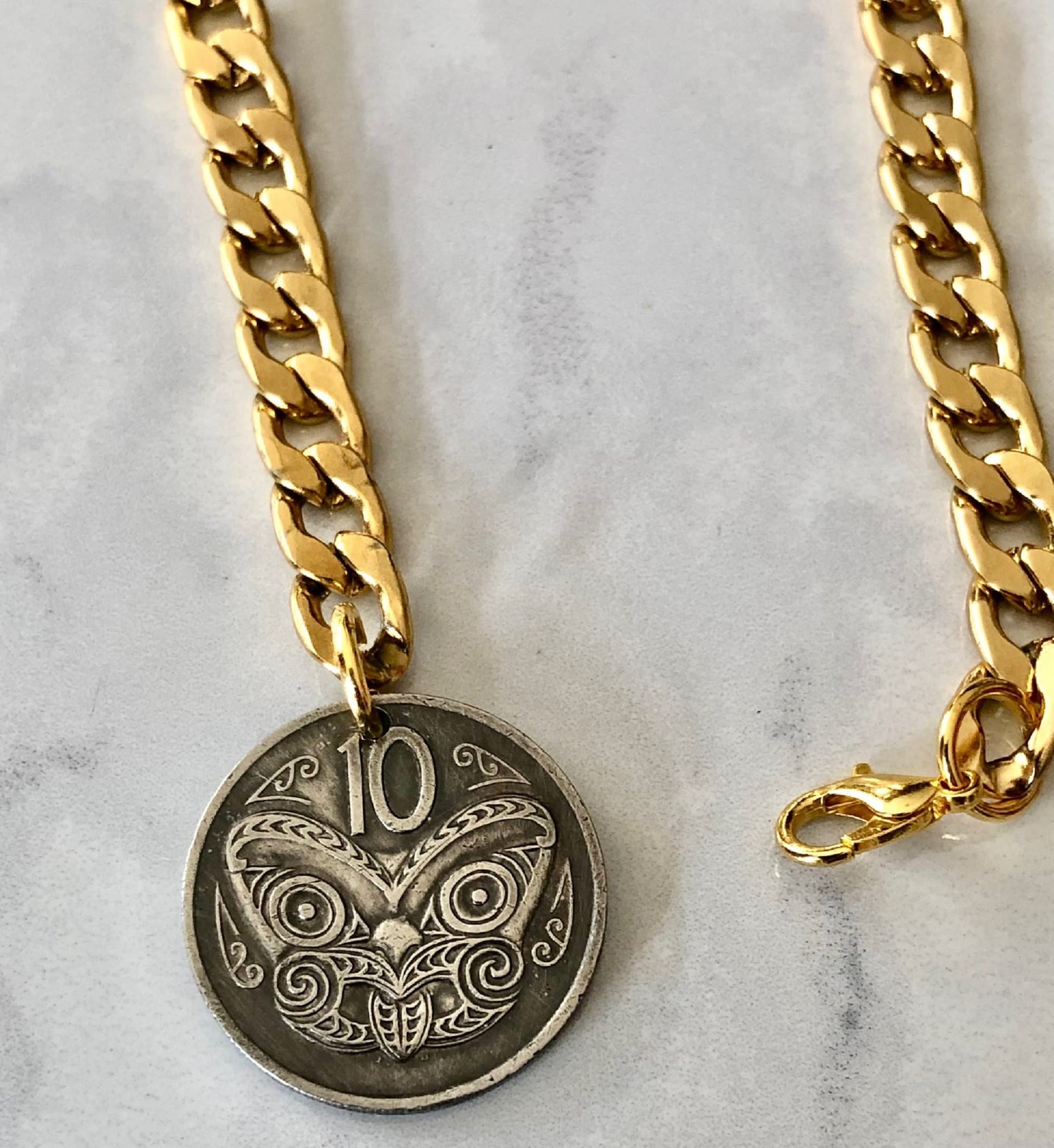 New Zealand Coin Bracelet, 10 Cents Mask, Coin Enthusiast, Rare Find, Custom Made, Fashion Accessory, Handmade