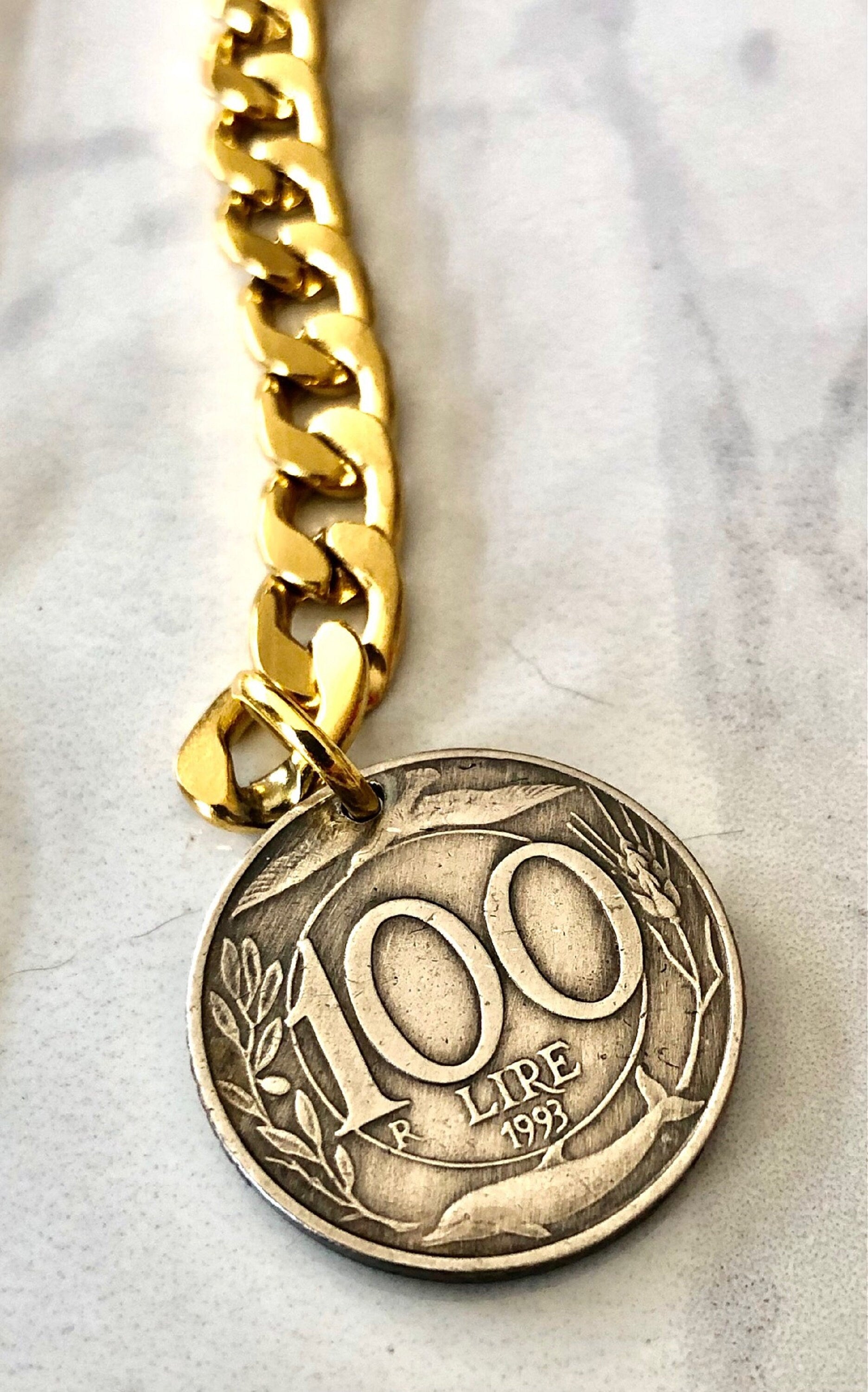 Italy Coin 100 Lira Bracelet, Italian, Personal Old Vintage Handmade Jewelry Gift Friend Charm For Him Her World Coin Collector