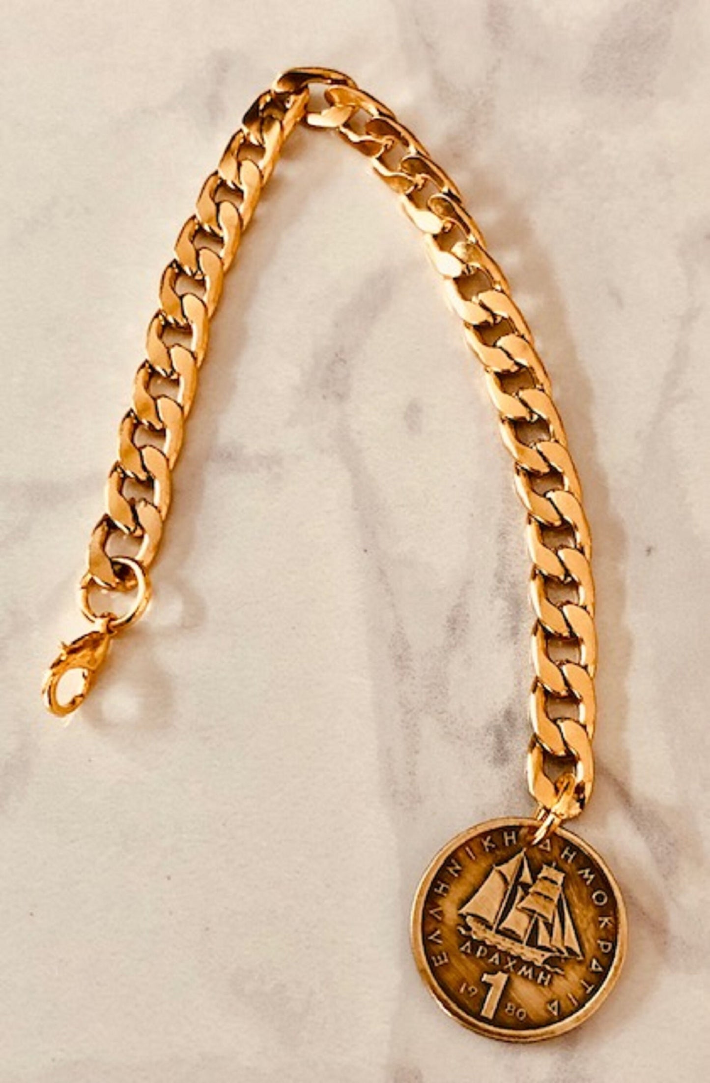 Greece Coin 1 Drachma Bracelet, Greek, Coin Enthusiast, Fashion Accessory, Handmade