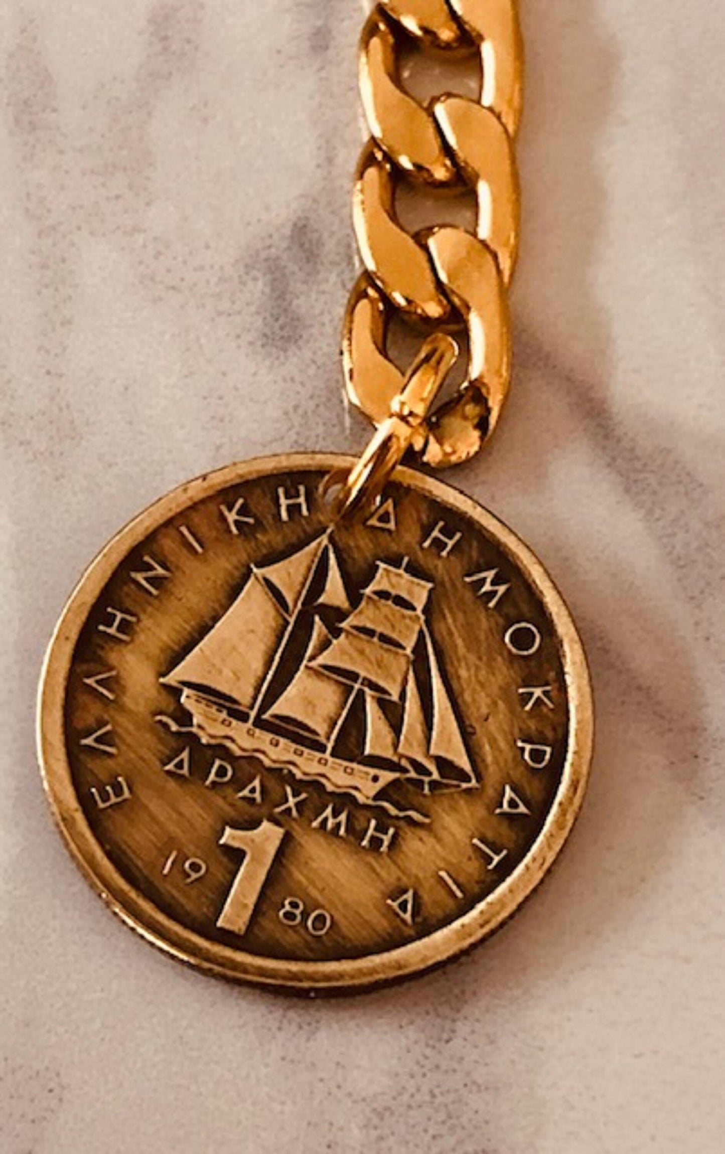 Greece Coin 1 Drachma Bracelet, Greek, Coin Enthusiast, Fashion Accessory, Handmade