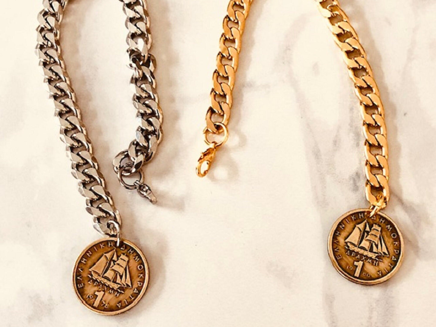 Greece Coin 1 Drachma Bracelet, Greek, Coin Enthusiast, Fashion Accessory, Handmade