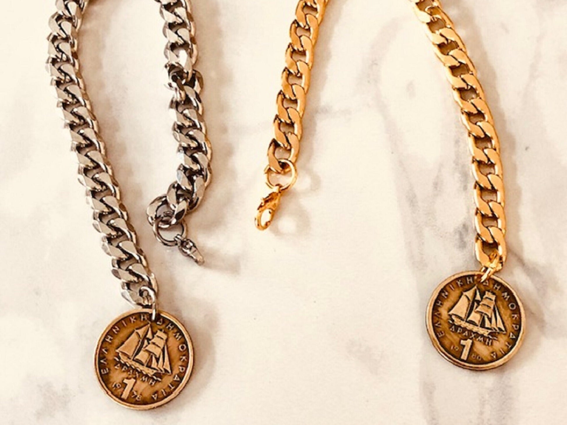 Greece Coin 1 Drachma Bracelet, Greek, Coin Enthusiast, Fashion Accessory, Handmade
