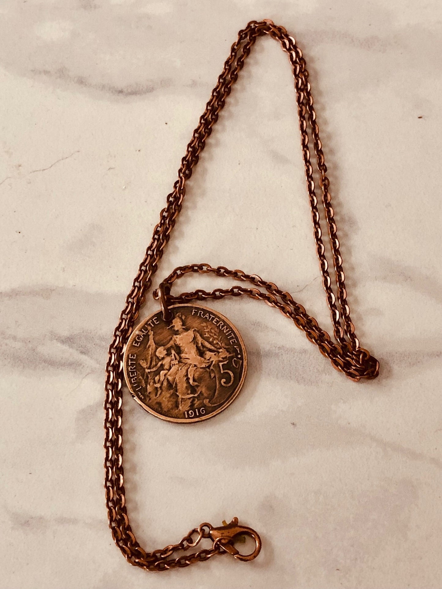 France Coin Necklace French Pendant 5 Centimes Liberty Equality Fraternity Custom Made Vintage Rare coins, Coin Enthusiast, Choose Your Year