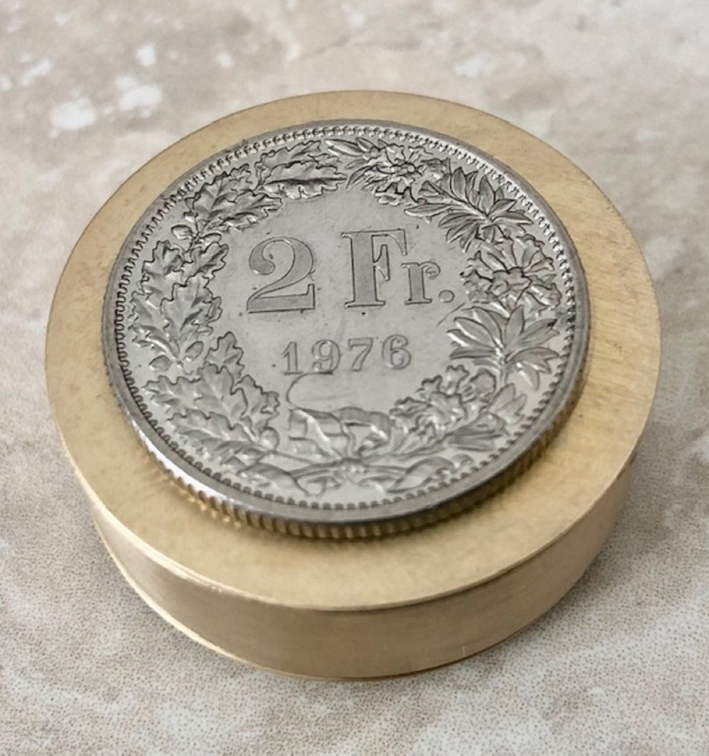 Switzerland Coin Pillbox Swiss 2 Franc - Vintage Antique Stash Snuff Box, Tobacco Box, Keepsake, Men's Gift Jewelry World Coin Collector