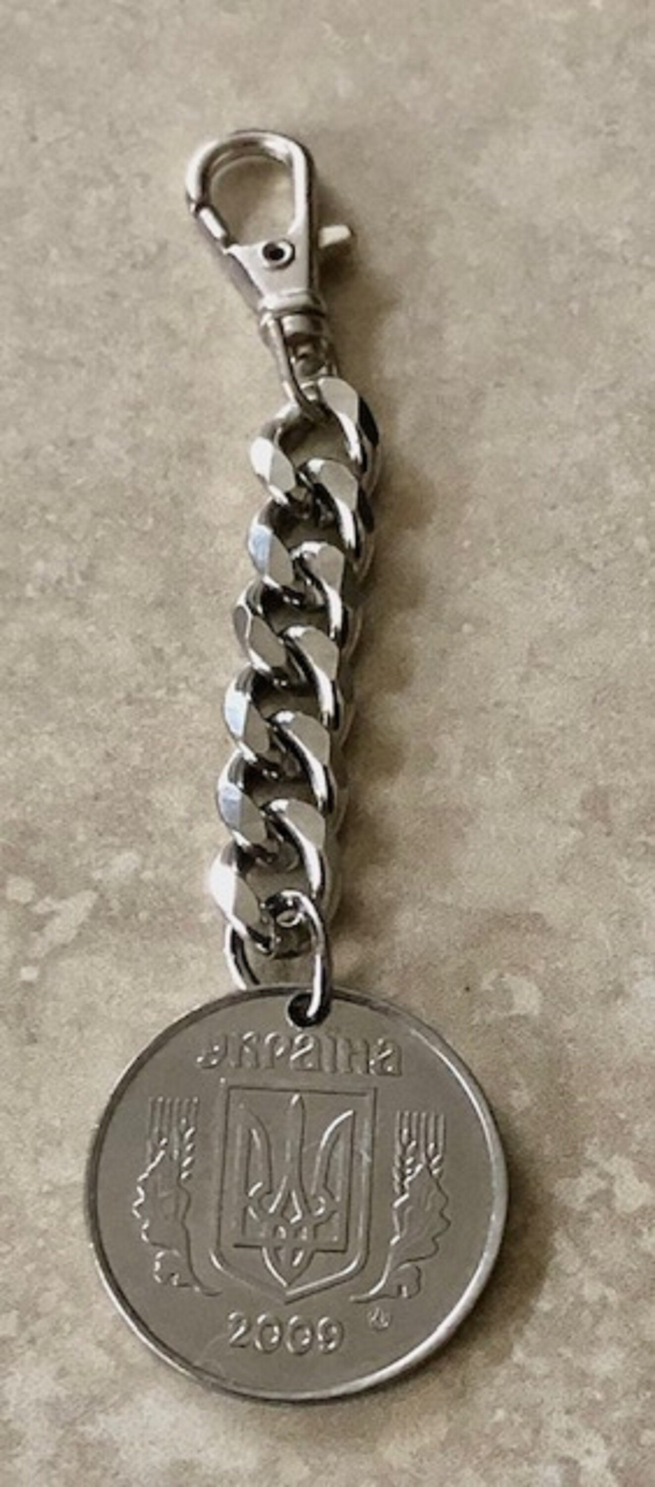 Ukraine Coin Zipper Pull Ukrainian 5 Kopiyok, Coin Enthusiast, Jacket, Back Pack, Luggage, Tent, Sleeping Bag, Purse, Clutch