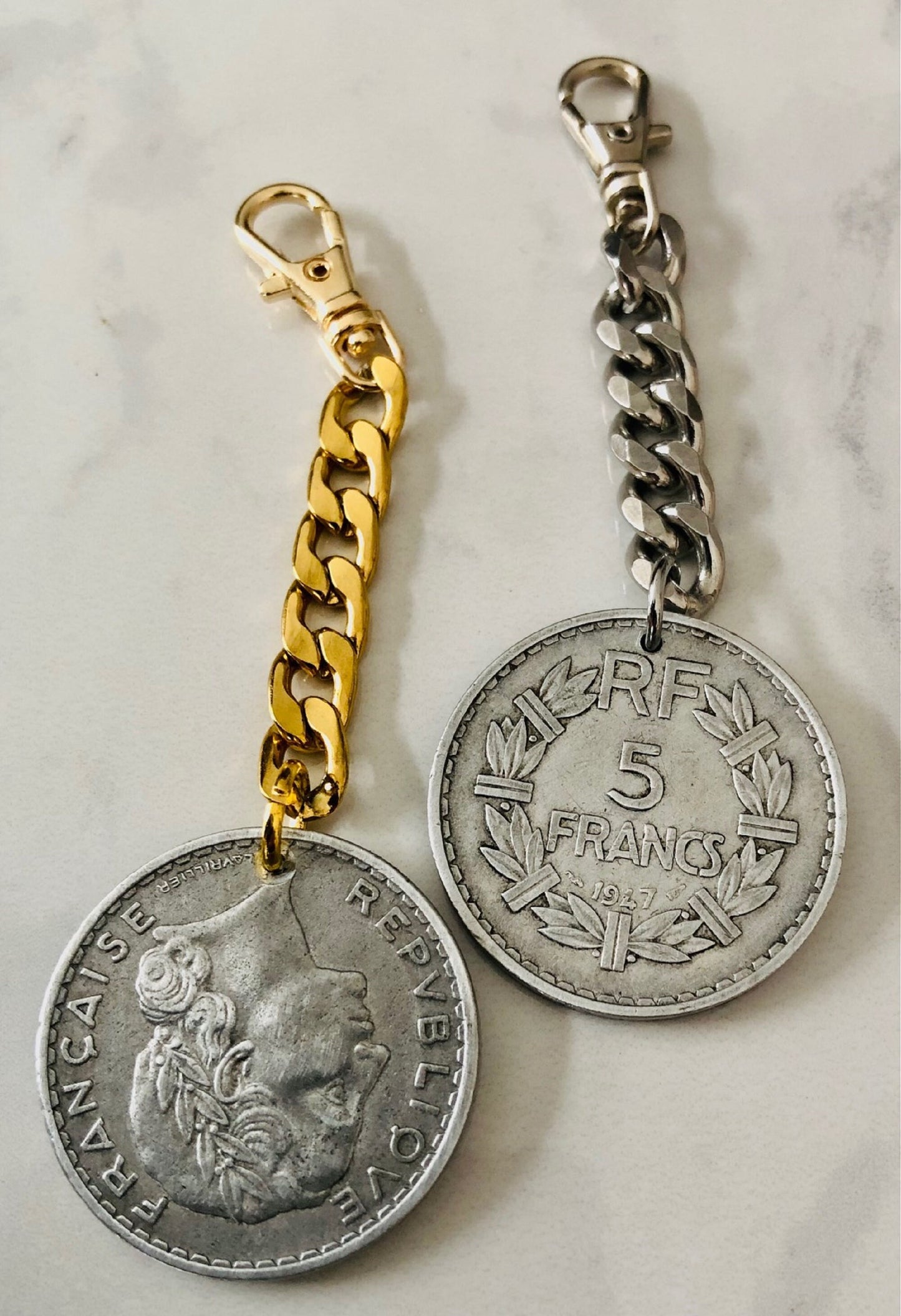 France Coin Zipper Pull French Franc, Centimes, Coin Enthusiast, Jacket, Back Pack, Luggage, Tent, Sleeping Bag, Purse, Clutch