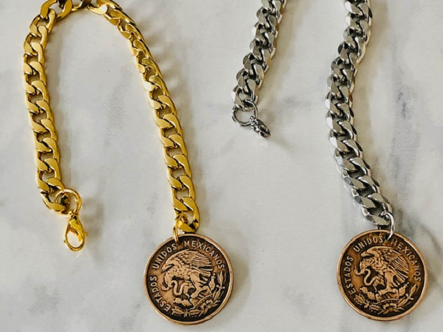 Mexico 10 Centavos Coin Mexican Bracelet, Personal Old Vintage Handmade Jewelry Gift Friend Charm For Him Her World Coin Collector