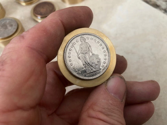 Switzerland Coin Pillbox Swiss 2 Franc - Vintage Antique Stash Snuff Box, Tobacco Box, Keepsake, Men's Gift Jewelry World Coin Collector