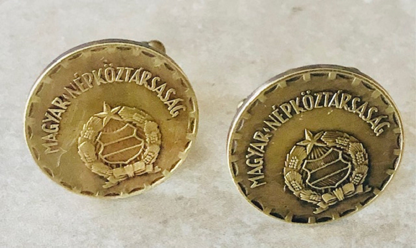 Hungary Coin Cufflinks Hungarian 2 Forint MAGYAR NÉPKÖZTÁRSASÁG Vintage Handmade Jewelry Gift Friend Charm For Him Her World Coin Collector