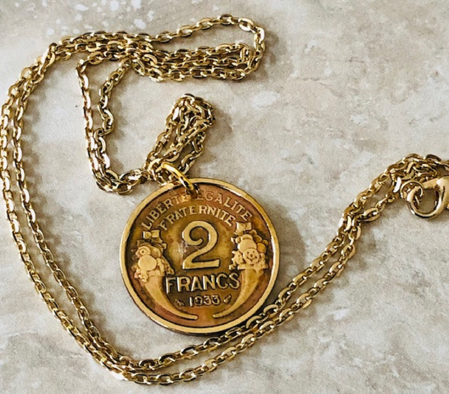 France Coin Necklace Pendant 2 Francs LIBERTE EGALITE FRATERNITE Custom Made Rare coins - Coin Enthusiast Necklace - Choose your date