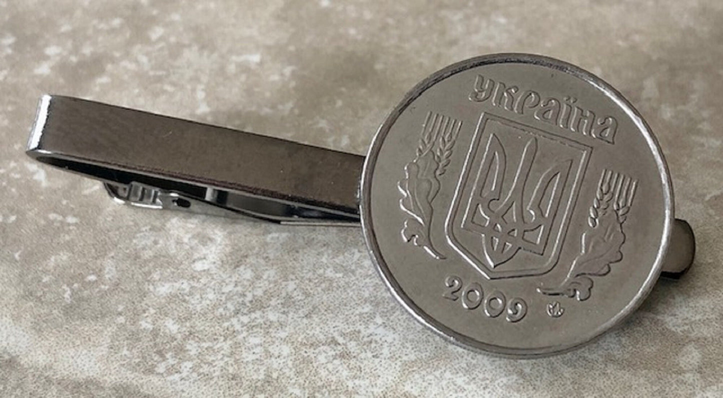 Ukraine Coin Tie Clip Ukrainian Custom Made Charm Gift For Friend Coin Charm Gift For Him, Coin Collector, World Coins, Suite and Tie