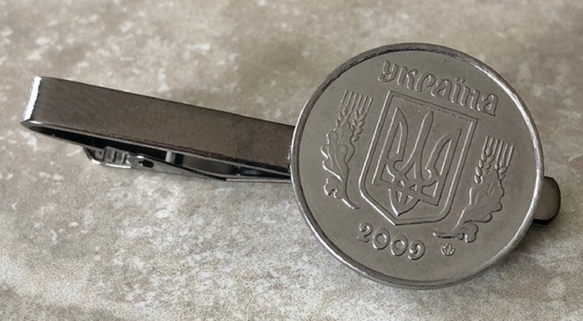 Ukraine Coin Tie Clip Ukrainian Custom Made Charm Gift For Friend Coin Charm Gift For Him, Coin Collector, World Coins, Suite and Tie