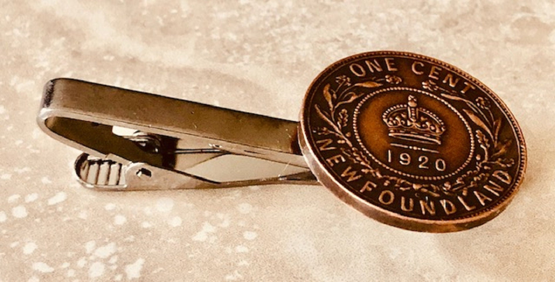 Newfoundland Coin Tie Clip Large Penny NFLD Custom Made Charm Gift For Friend Coin Charm Gift For Him, Coin Collector, World Coins