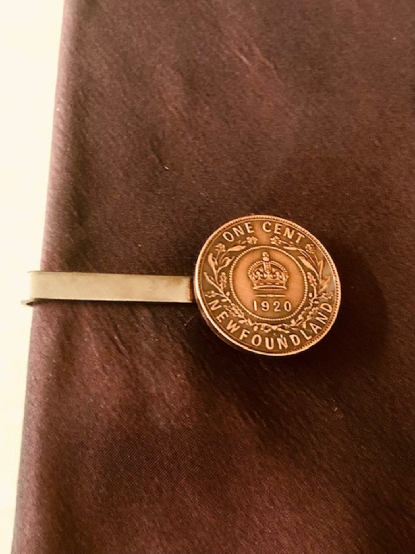 Newfoundland Coin Tie Clip Large Penny NFLD Custom Made Charm Gift For Friend Coin Charm Gift For Him, Coin Collector, World Coins