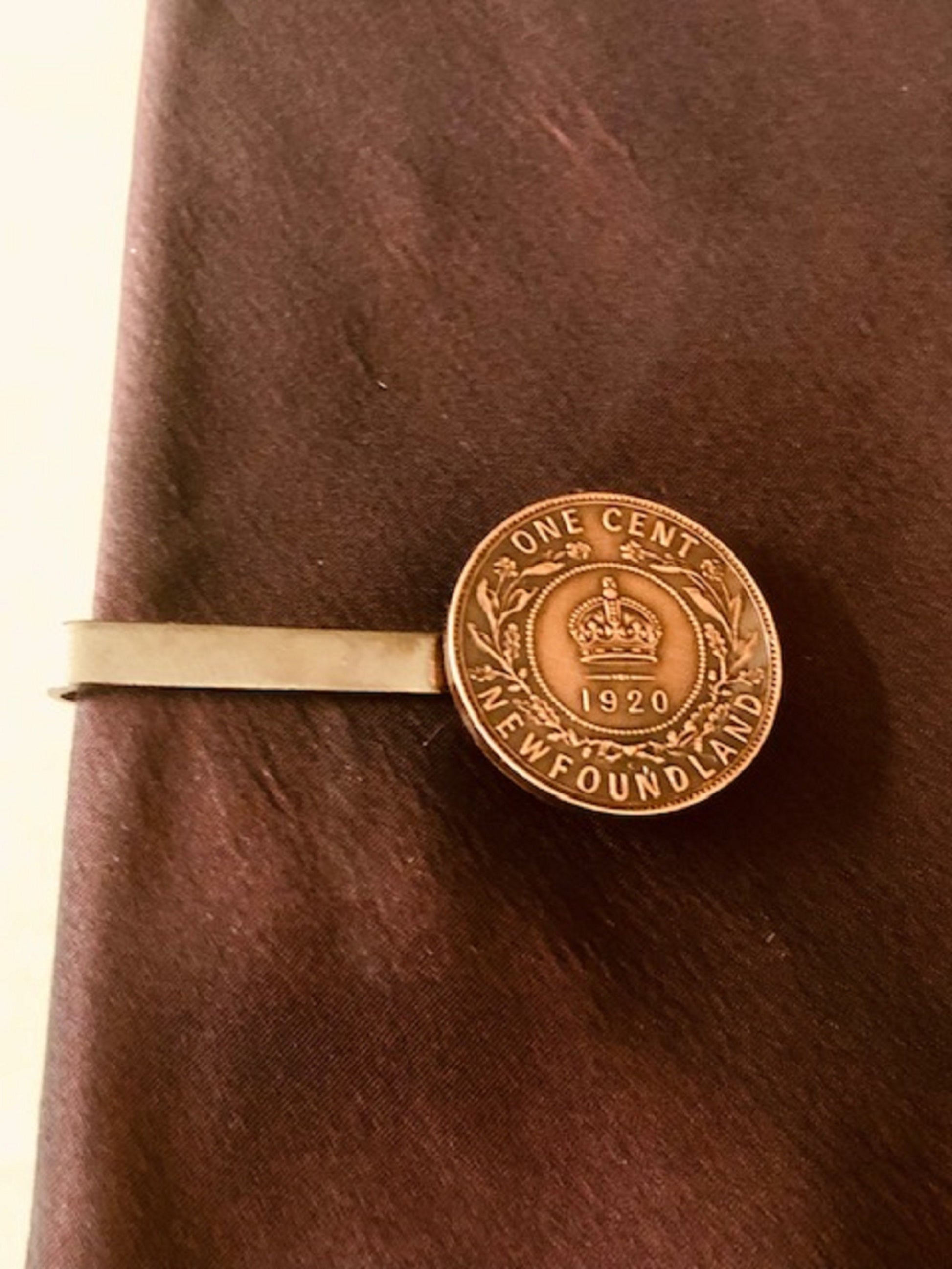 Newfoundland Coin Tie Clip Large Penny NFLD Custom Made Charm Gift For Friend Coin Charm Gift For Him, Coin Collector, World Coins