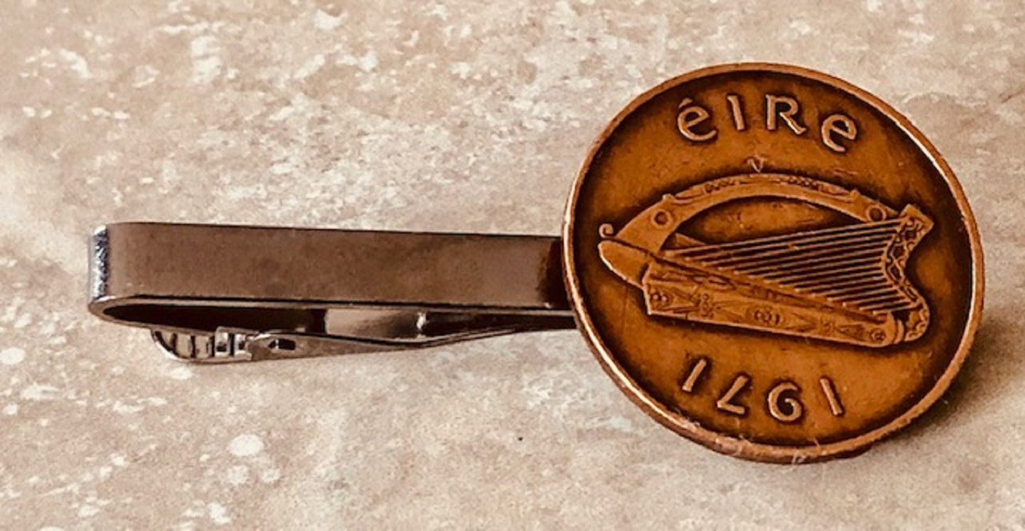 Ireland Coin Tie Clip Irish Pence Erie Harp Custom Made Charm Gift For Friend Coin Charm Gift For Him, Coin Collector, World Coins