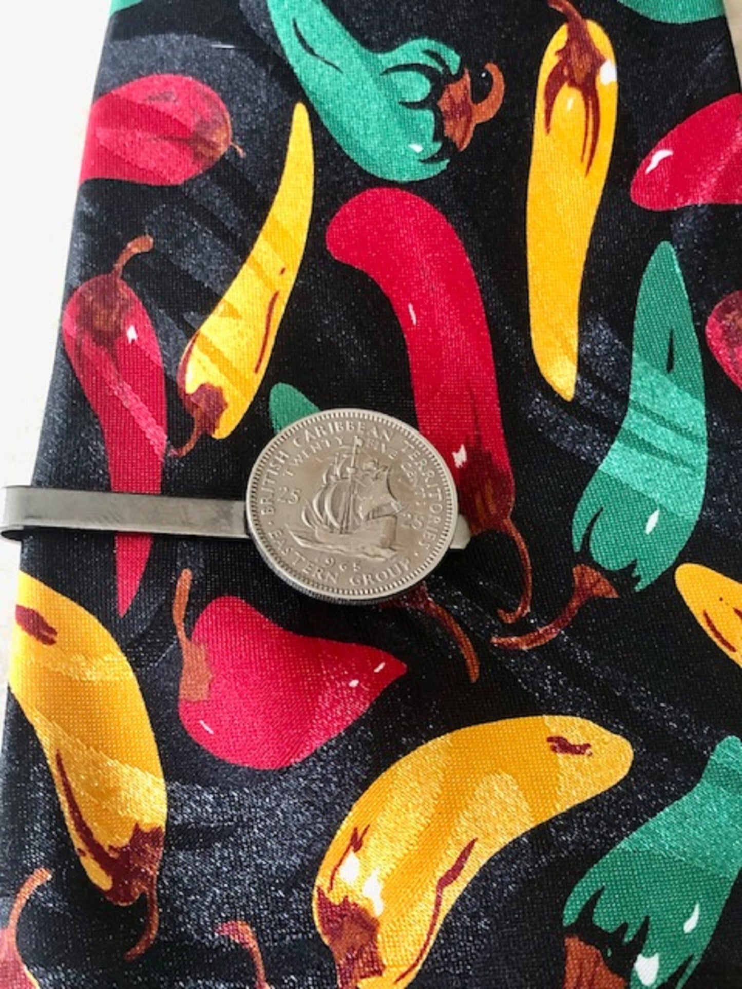 Eastern Caribbean Coin Tie Clip Custom Made Charm Gift For Friend Coin Charm Gift For Him, Coin Collector, World Coins, Suite and Tie