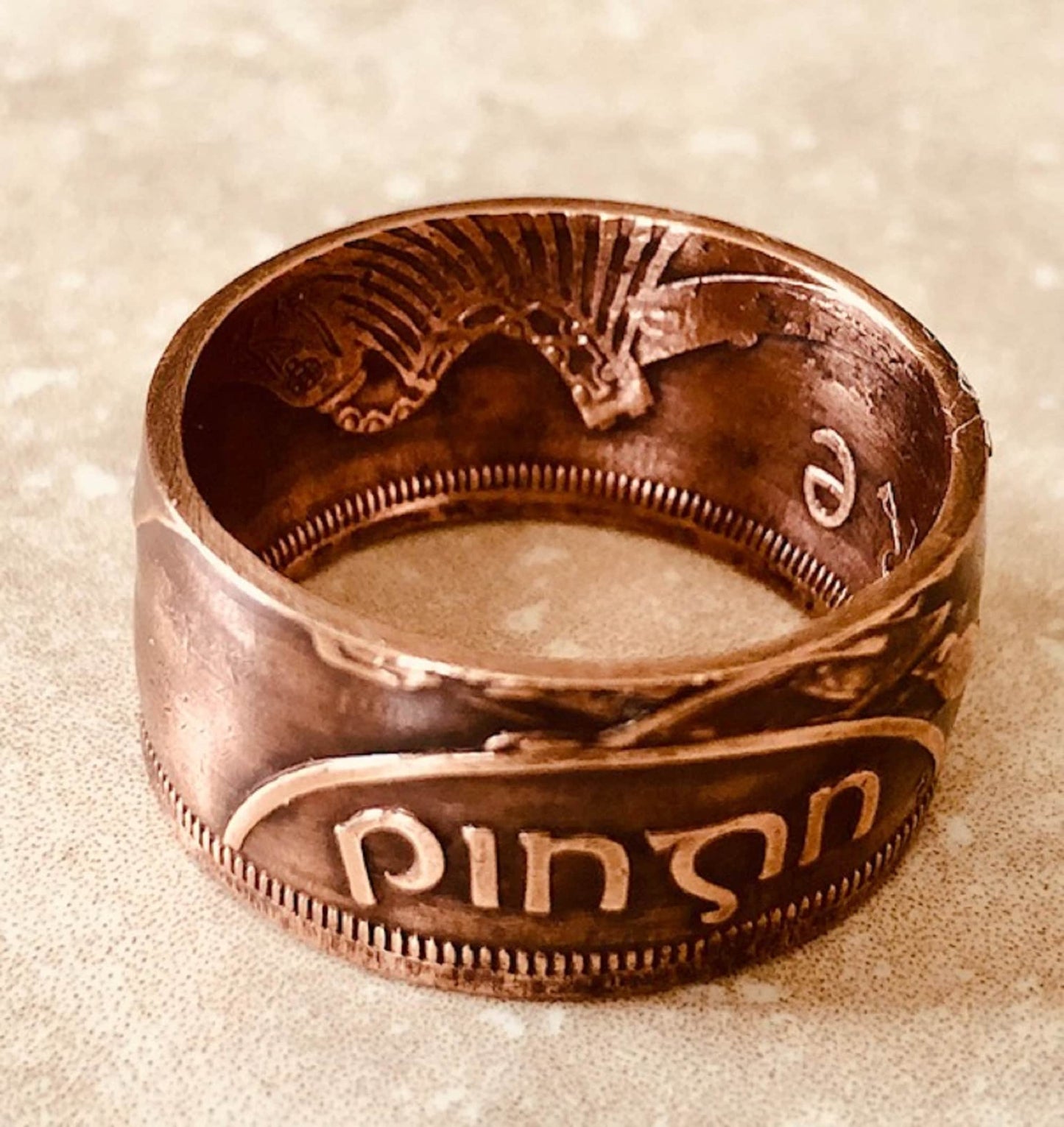 Ireland Coin Ring Lucky Penny Ring Irish Eire Celtic Harp Lucky Shamrock Jewelry Gift For Friend Ring Gift For Him Her World Coins Collector