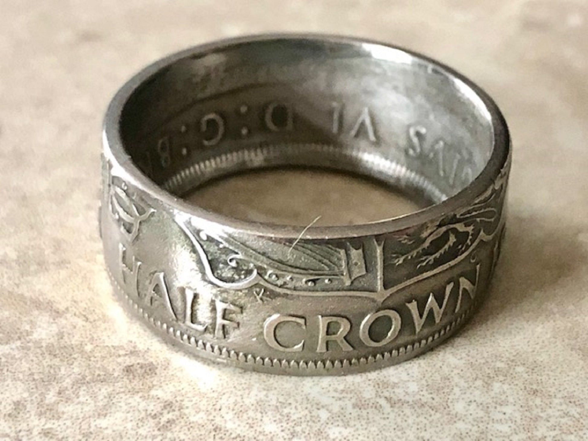 United Kingdom Coin Ring King George Half Crown England Personal Jewelry Ring Gift For Friend Ring Gift For Him Her World Coin Collector