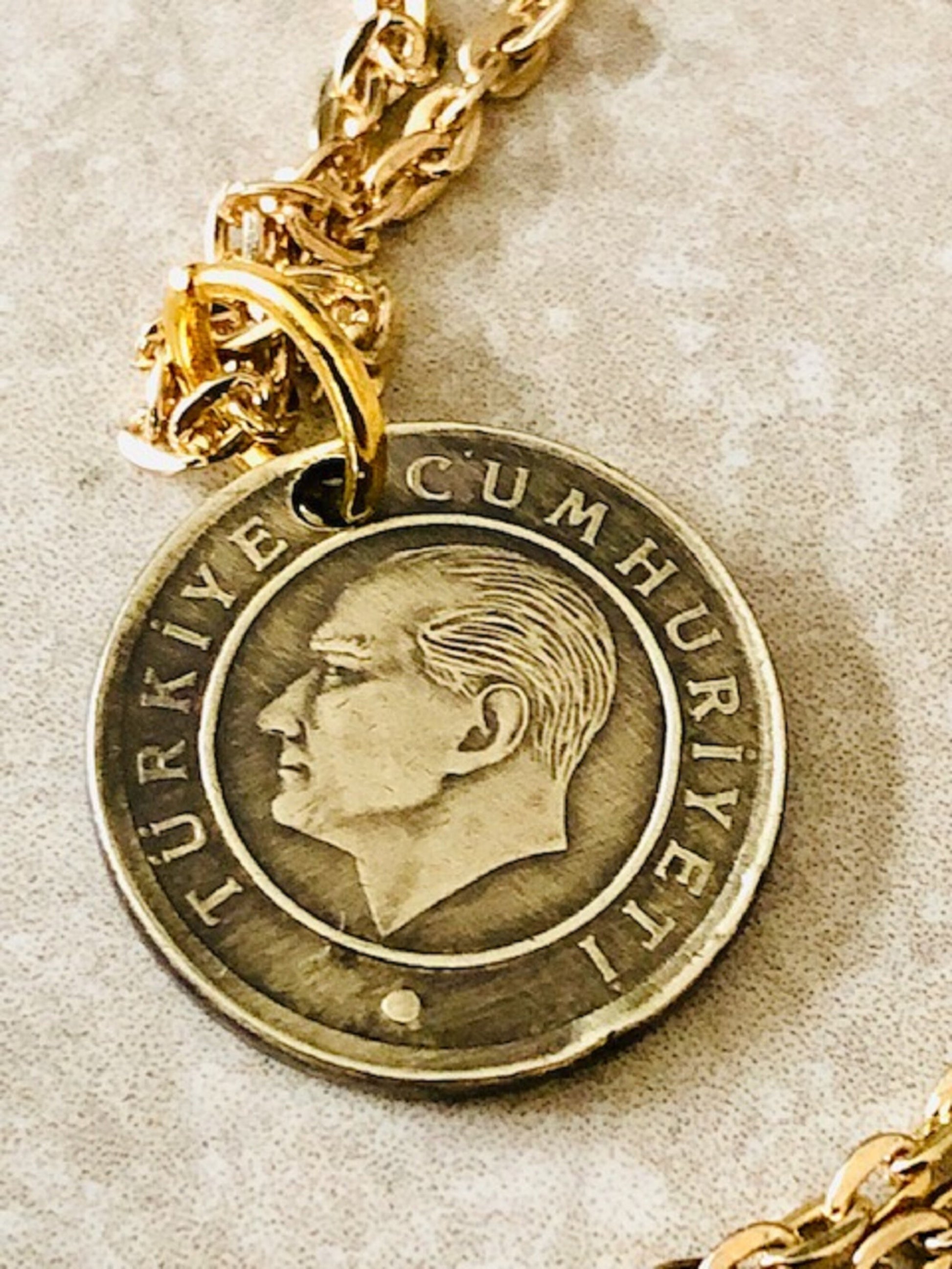 Turkey Coin Necklace Turkish 10 Kurus Pendant Personal Old Vintage Handmade Jewelry Gift Friend Charm For Him Her World Coin Collector