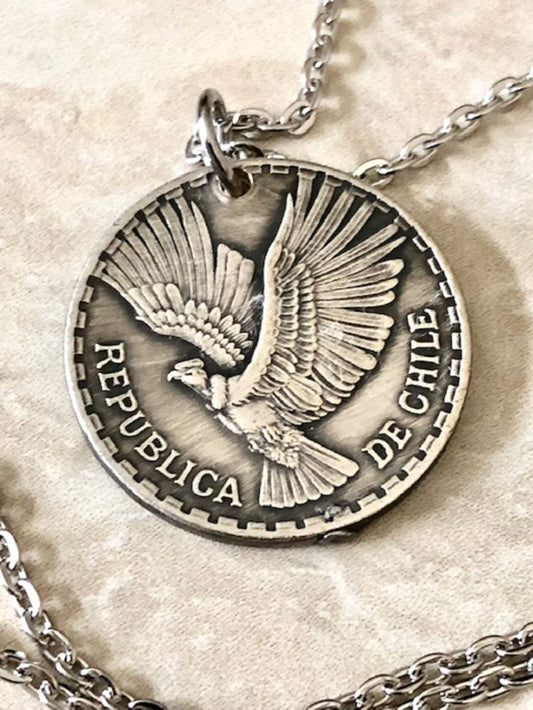 Chile Coin Pendant Chillan 10 Centesimos Personal Necklace Old Vintage Handmade Jewelry Gift Friend Charm For Him Her World Coin Collector