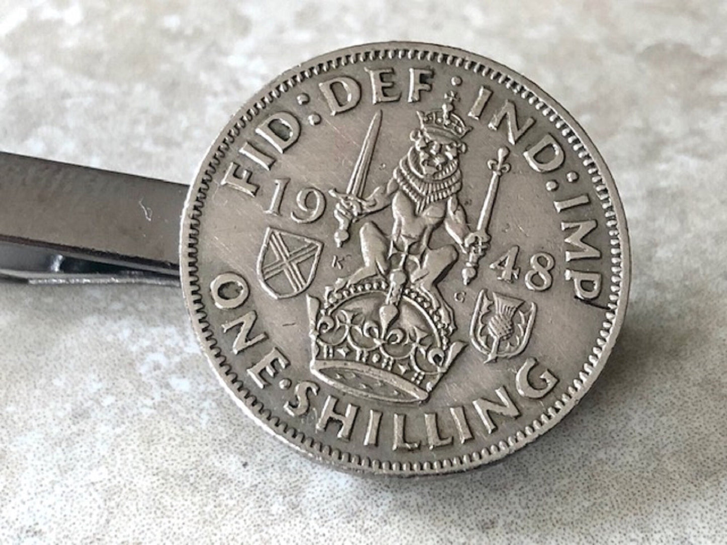 Scotland Coin Tie Clip Scottish UK One Shilling Custom Charm Gift For Friend Coin Charm Gift For Him, Coin Collector, World Coins Suit & Tie