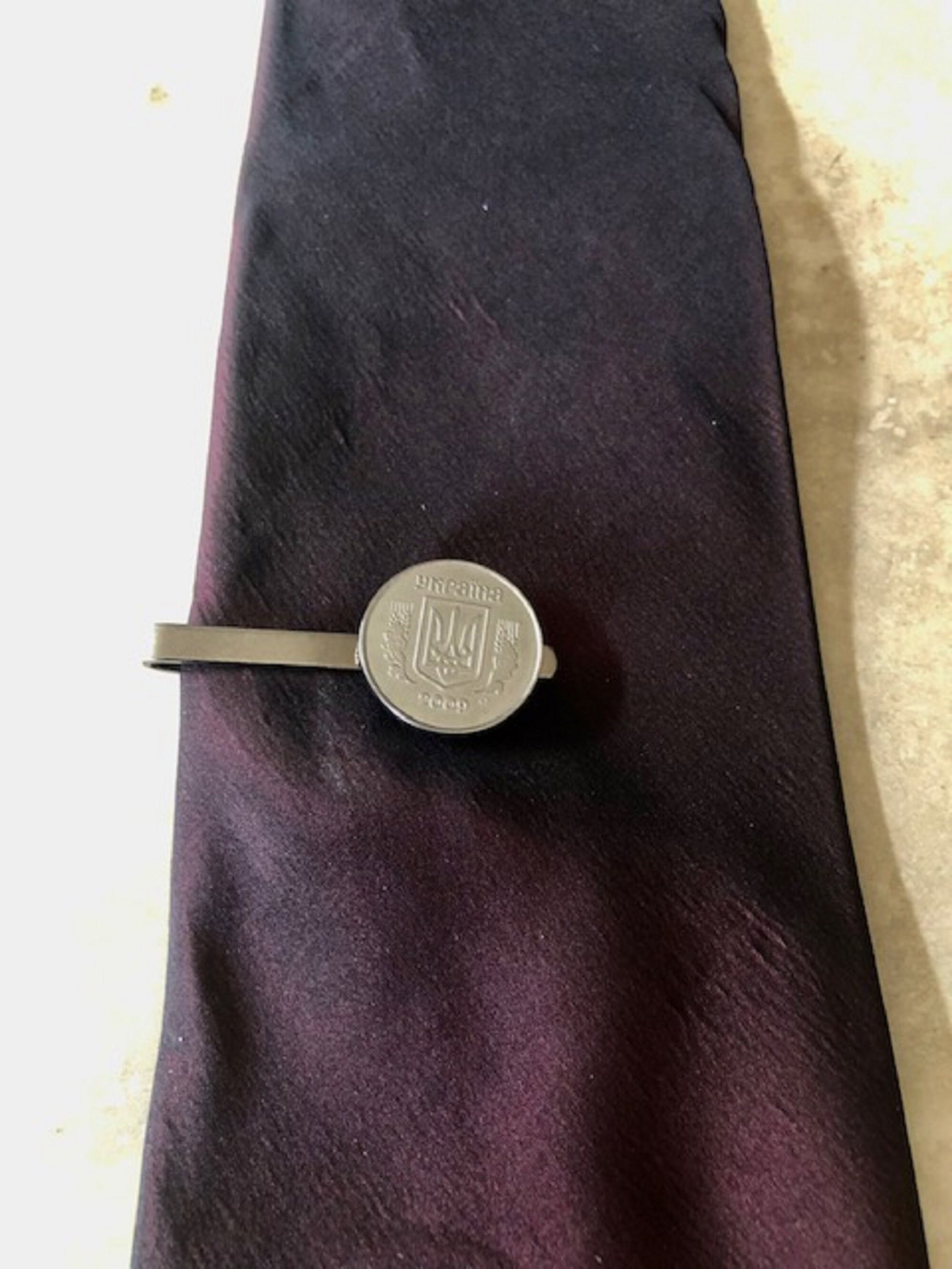 Ukraine Coin Tie Clip Ukrainian Custom Made Charm Gift For Friend Coin Charm Gift For Him, Coin Collector, World Coins, Suite and Tie