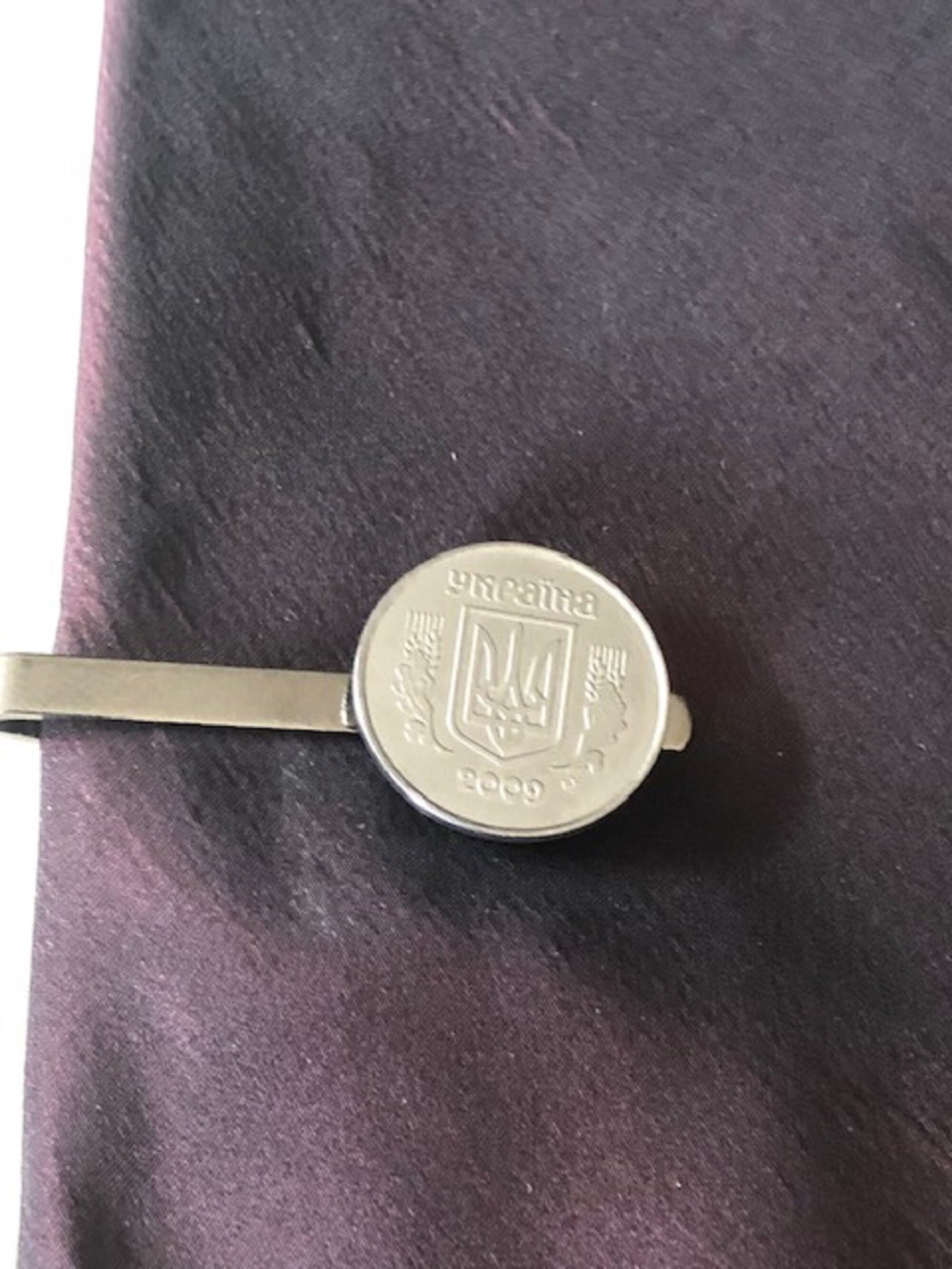 Ukraine Coin Tie Clip Ukrainian Custom Made Charm Gift For Friend Coin Charm Gift For Him, Coin Collector, World Coins, Suite and Tie