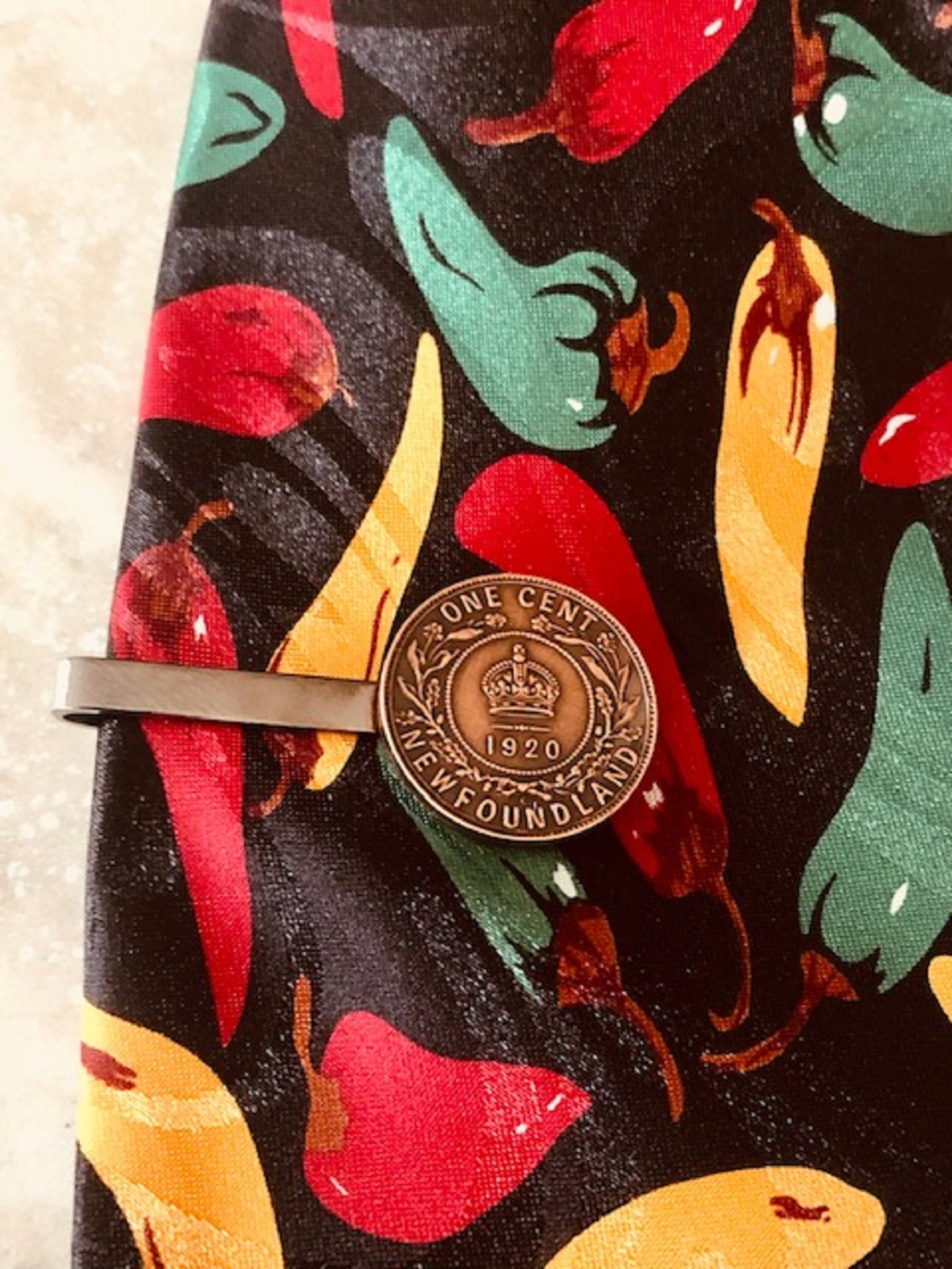Newfoundland Coin Tie Clip Large Penny NFLD Custom Made Charm Gift For Friend Coin Charm Gift For Him, Coin Collector, World Coins