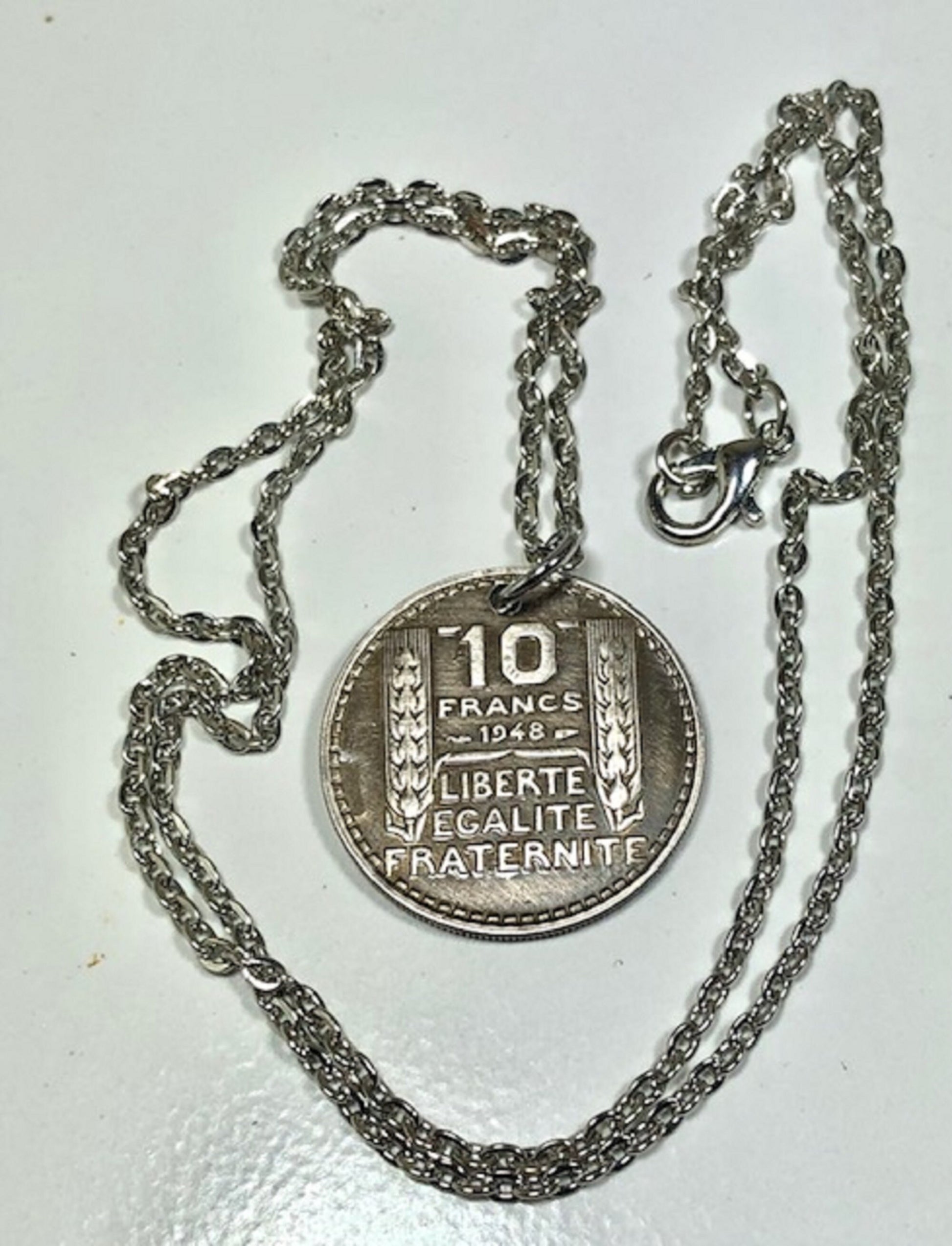 France Coin Pendant French 10 Franc Liberte Egalite Fraternite Personal Necklace Jewelry Gift Friend Charm For Him Her World Coin Collector