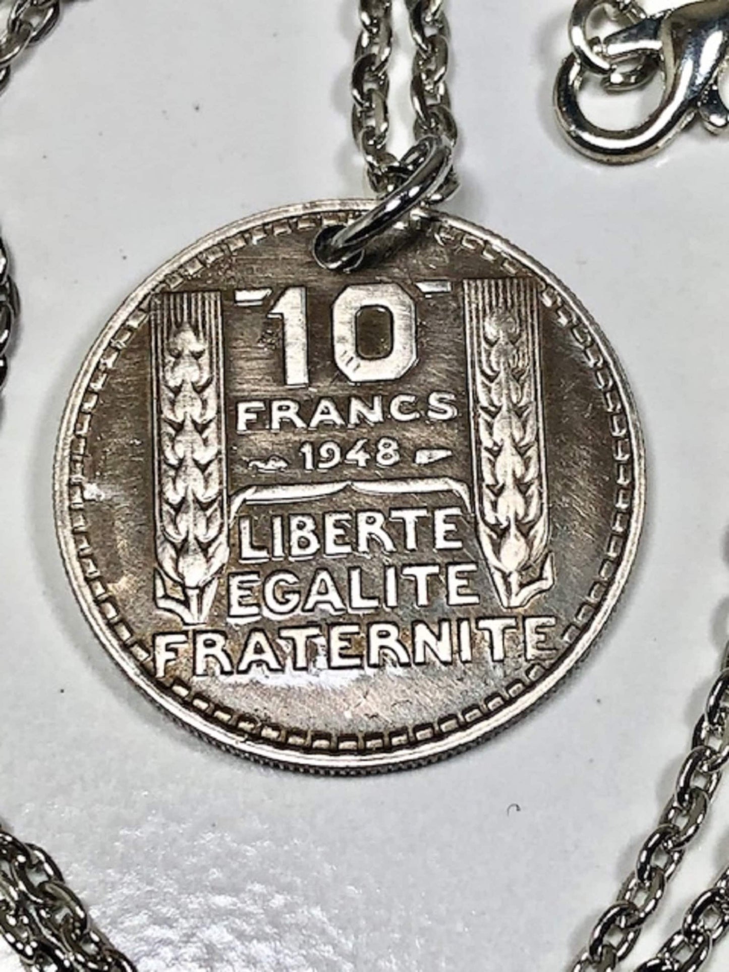 France Coin Pendant French 10 Franc Liberte Egalite Fraternite Personal Necklace Jewelry Gift Friend Charm For Him Her World Coin Collector