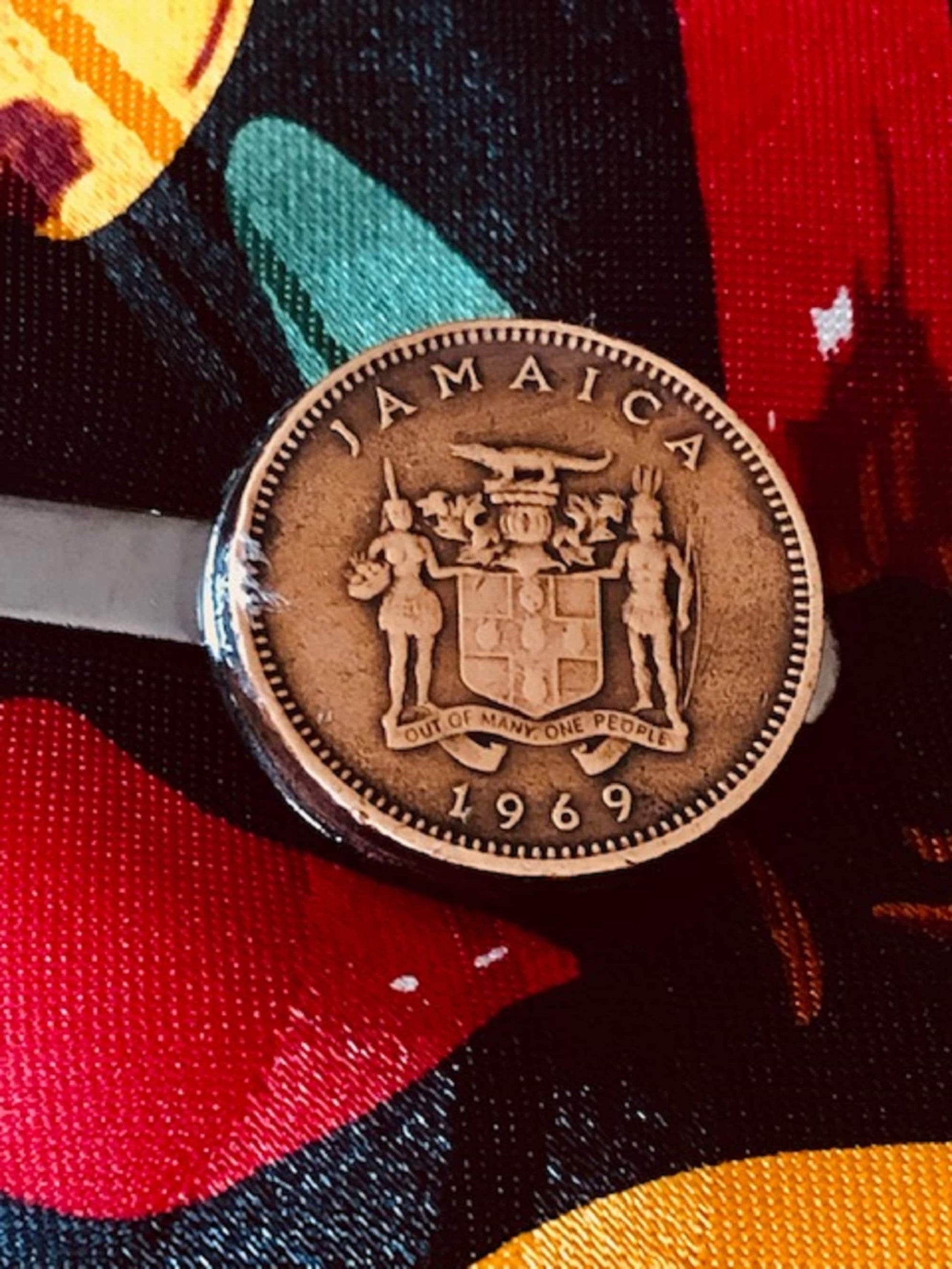 Jamaica Coin Tie Clip Jamaican Penny Custom Made Charm Gift For Friend Coin Charm Gift For Him, Coin Collector, World Coins, Suit and Tie