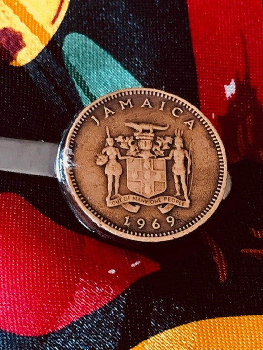 Jamaica Coin Tie Clip Jamaican Penny Custom Made Charm Gift For Friend Coin Charm Gift For Him, Coin Collector, World Coins, Suit and Tie