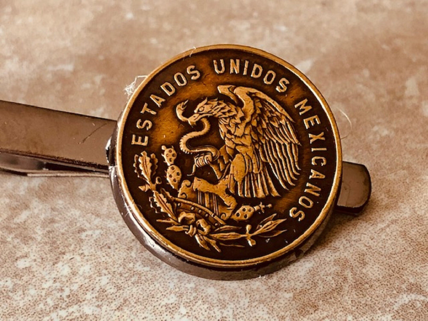 Mexico Coin Tie Clip Estados Unidos Mexican Peso Custom Made Charm Gift For Friend Coin Charm Gift For Him, Coin Collector, World Coins