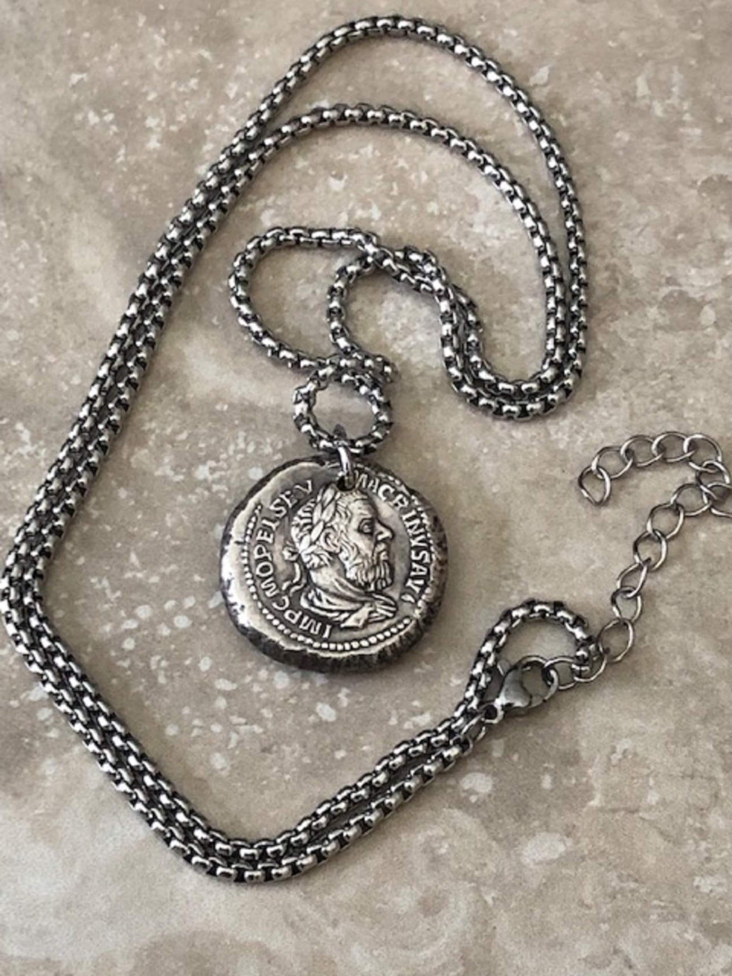 Ancient Coin Pendant Greek God Military General Necklace Mid-17th Century Jewelry Gift For Friend Charm For Him, Her, World Coins Collector