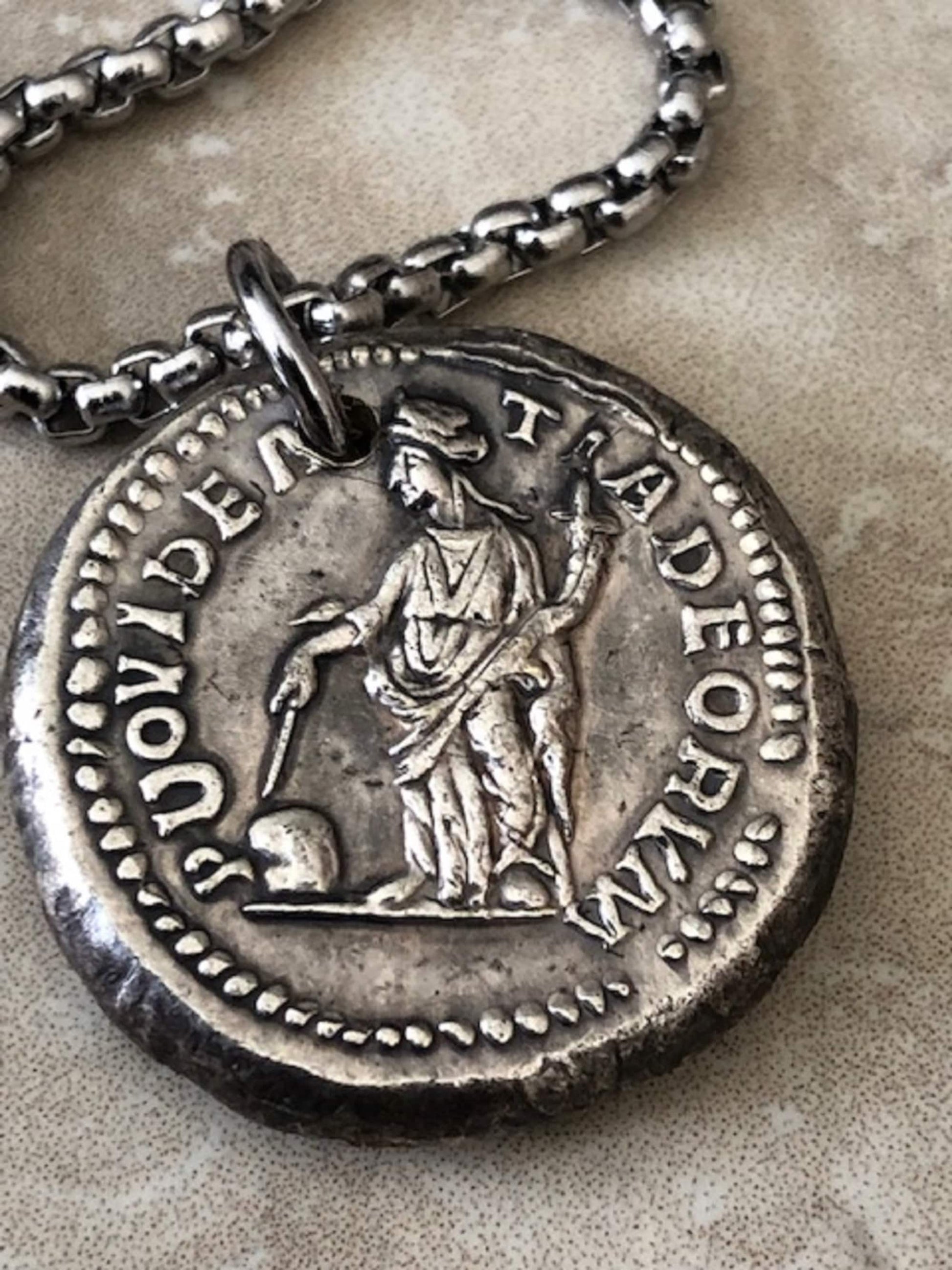 Ancient Coin Pendant Greek God Military General Necklace Mid-17th Century Jewelry Gift For Friend Charm For Him, Her, World Coins Collector