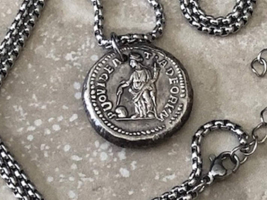 Ancient Coin Pendant Greek God Military General Necklace Mid-17th Century Jewelry Gift For Friend Charm For Him, Her, World Coins Collector