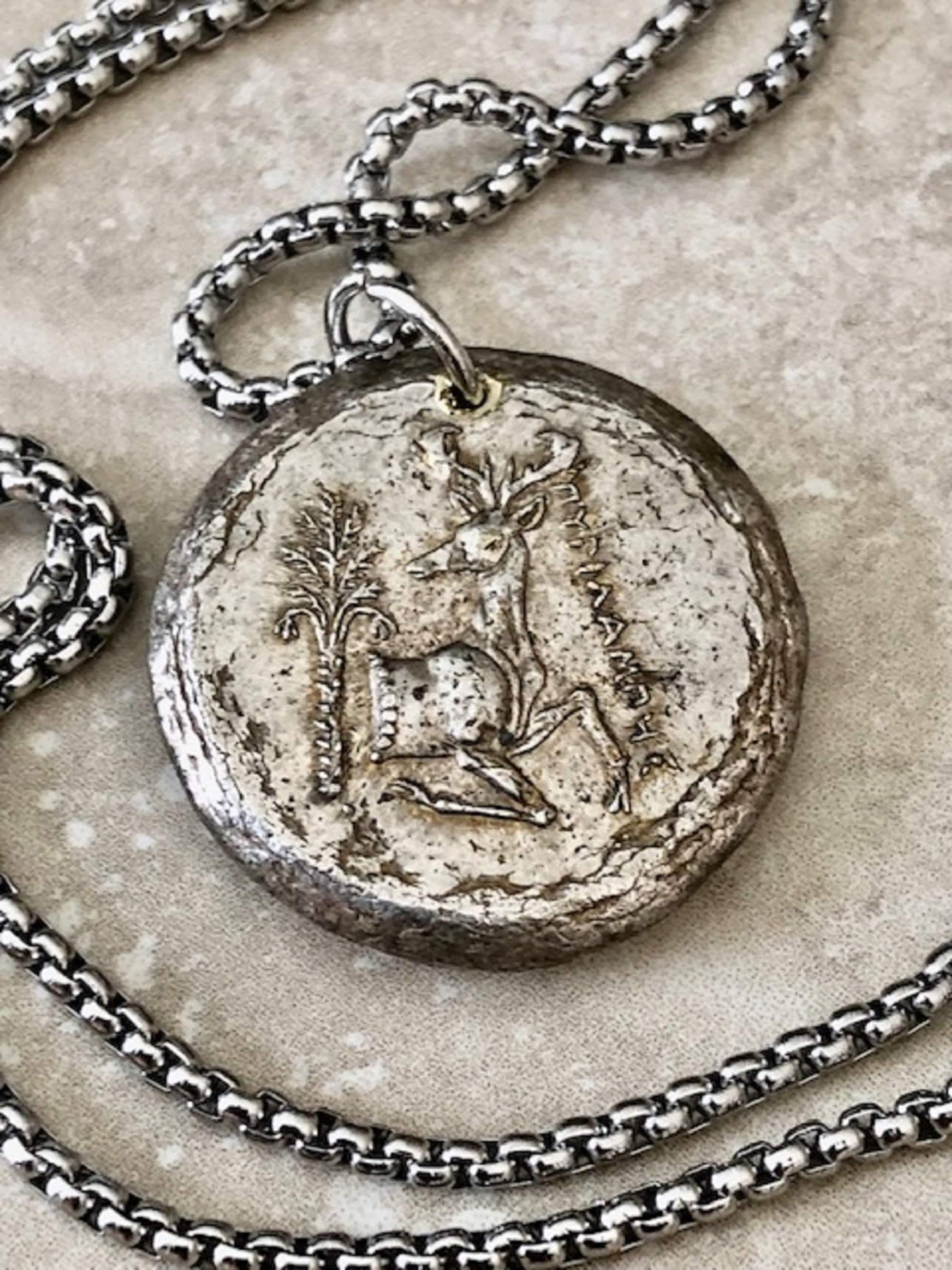 Beehive Creativity Ancient Antique Greek Wax Seal Coin Necklace, Wealth, Teamwork, Pendant, Jewelry, Charm From Made with Coins Hand Made