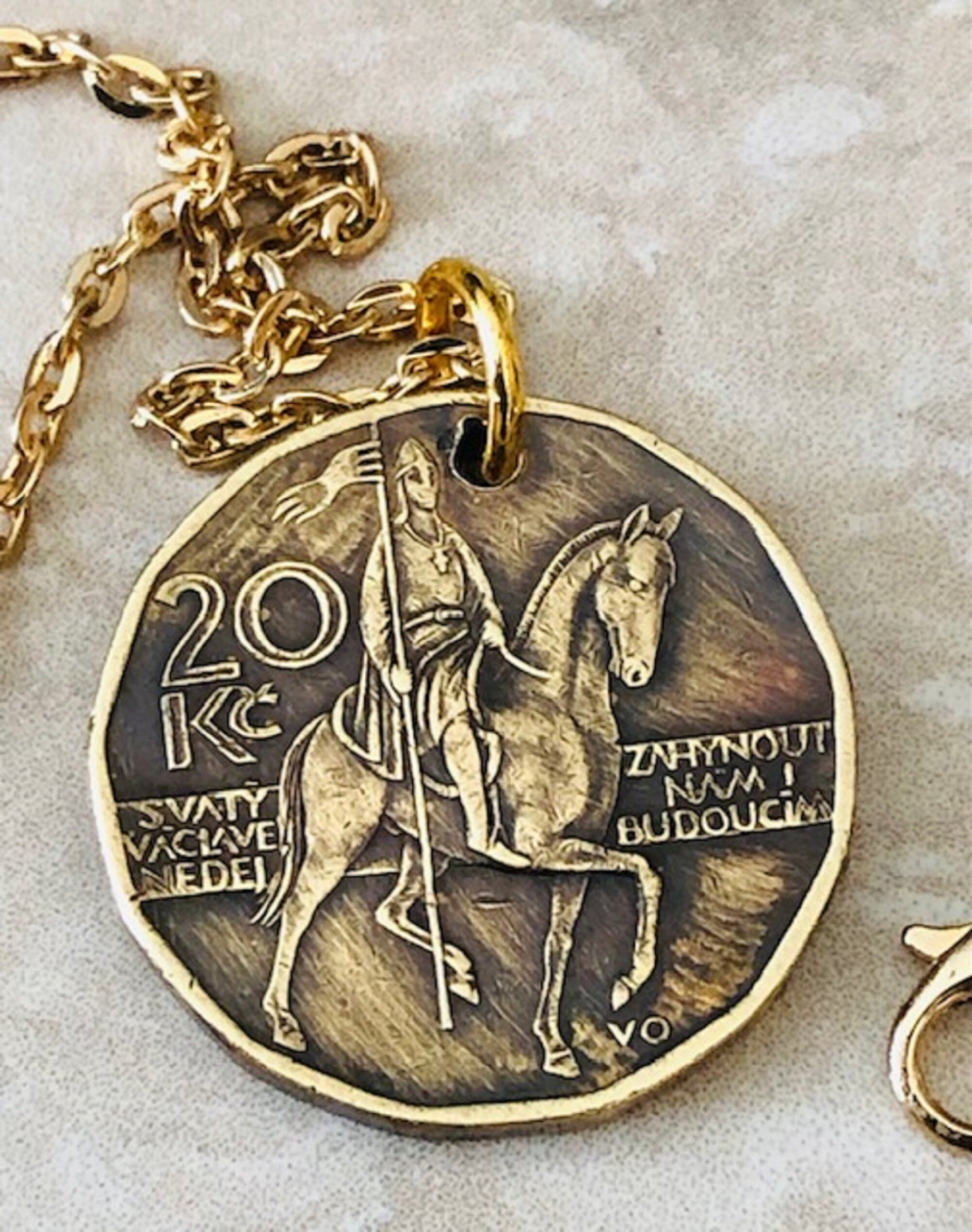 Czechoslovakia Republic Coin Pendant Personal Necklace Old Vintage Handmade Jewelry Gift Friend Charm For Him Her World Coin Collector