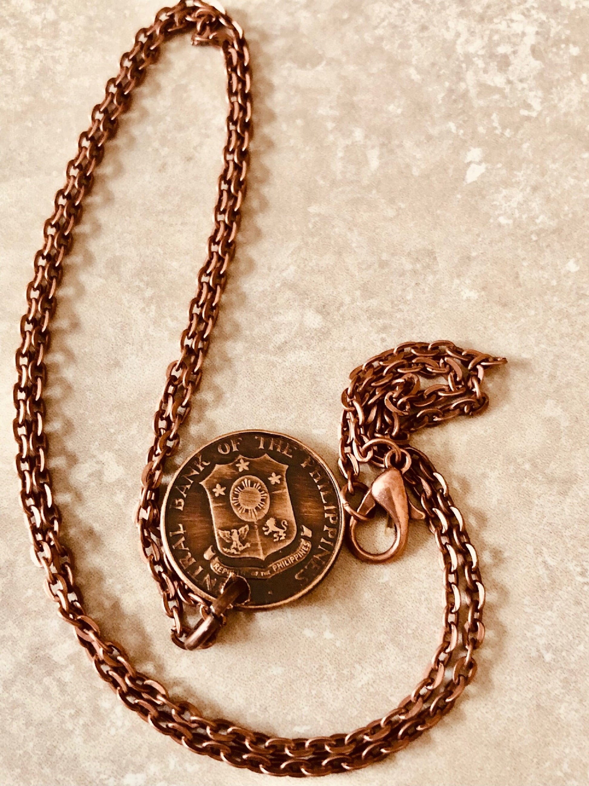 Philippines Coin Necklace Pendant Pilipinas One Centavo Personal Vintage Handmade Jewelry Gift Friend Charm For Him Her World Coin Collector