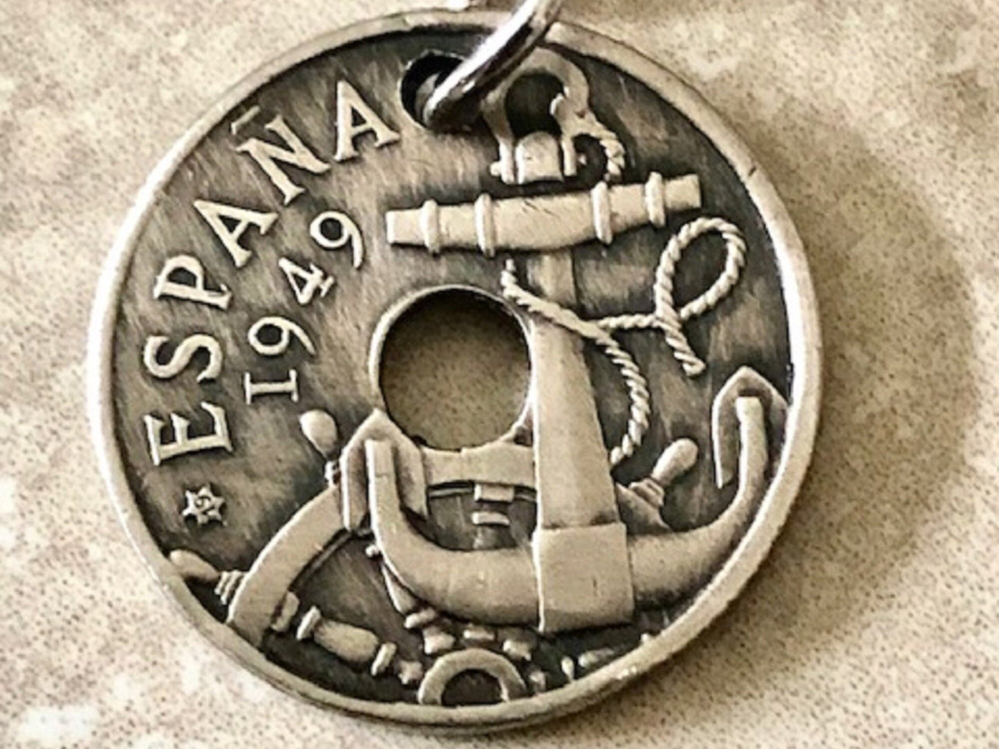 Spain Coin Necklace Spanish 50 Centimos Pendant Coin Vintage Custom Rare Coins Coin Enthusiast Handmade Fashion Accessory