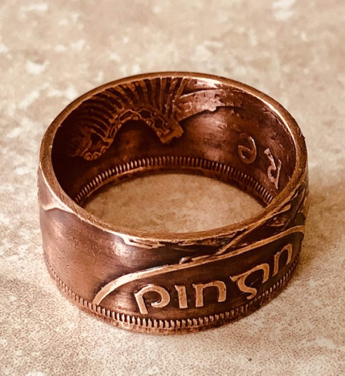 Ireland Coin Ring Lucky Penny Ring Irish Eire Celtic Harp Lucky Shamrock Jewelry Gift For Friend Ring Gift For Him Her World Coins Collector